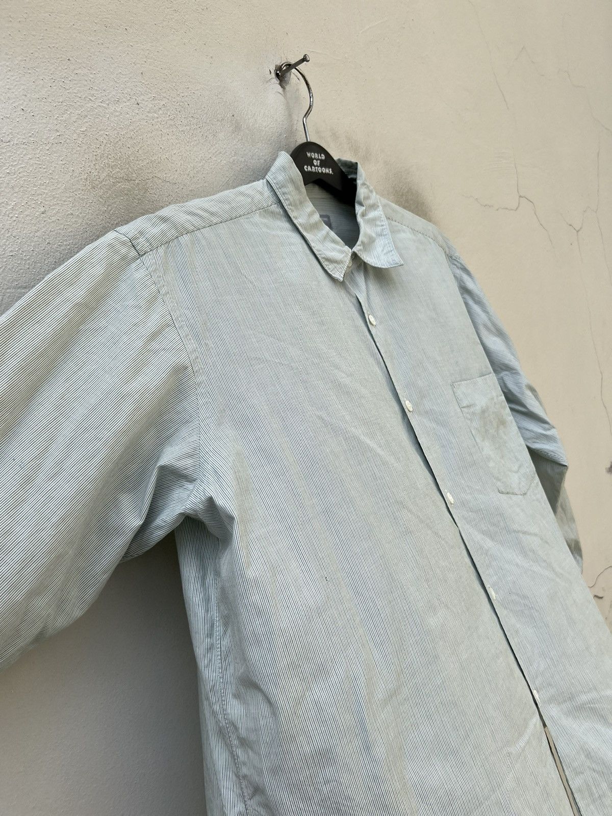 Comme des Garcons Homme Vintage 90s CDGH Dirty Stains Striped Button Shirt Trashed Size US L / EU 52-54 / 3 - 15 Thumbnail
