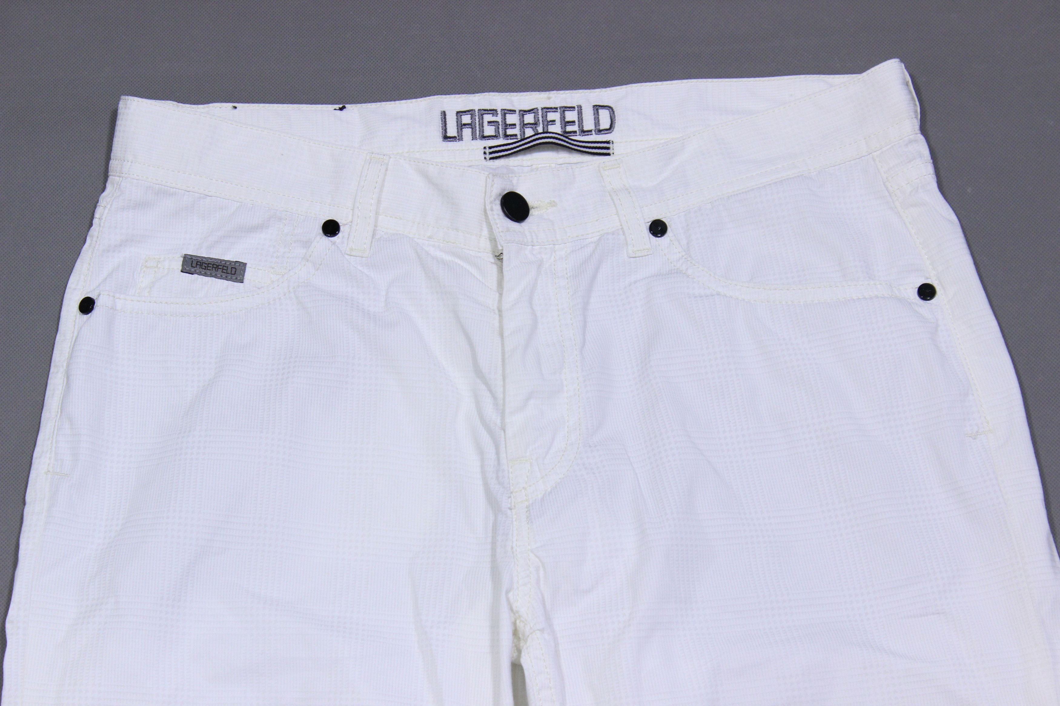 Karl Lagerfeld Lagerfeld White Textured Chino Pants Size US 32 / EU 48 - 3 Thumbnail