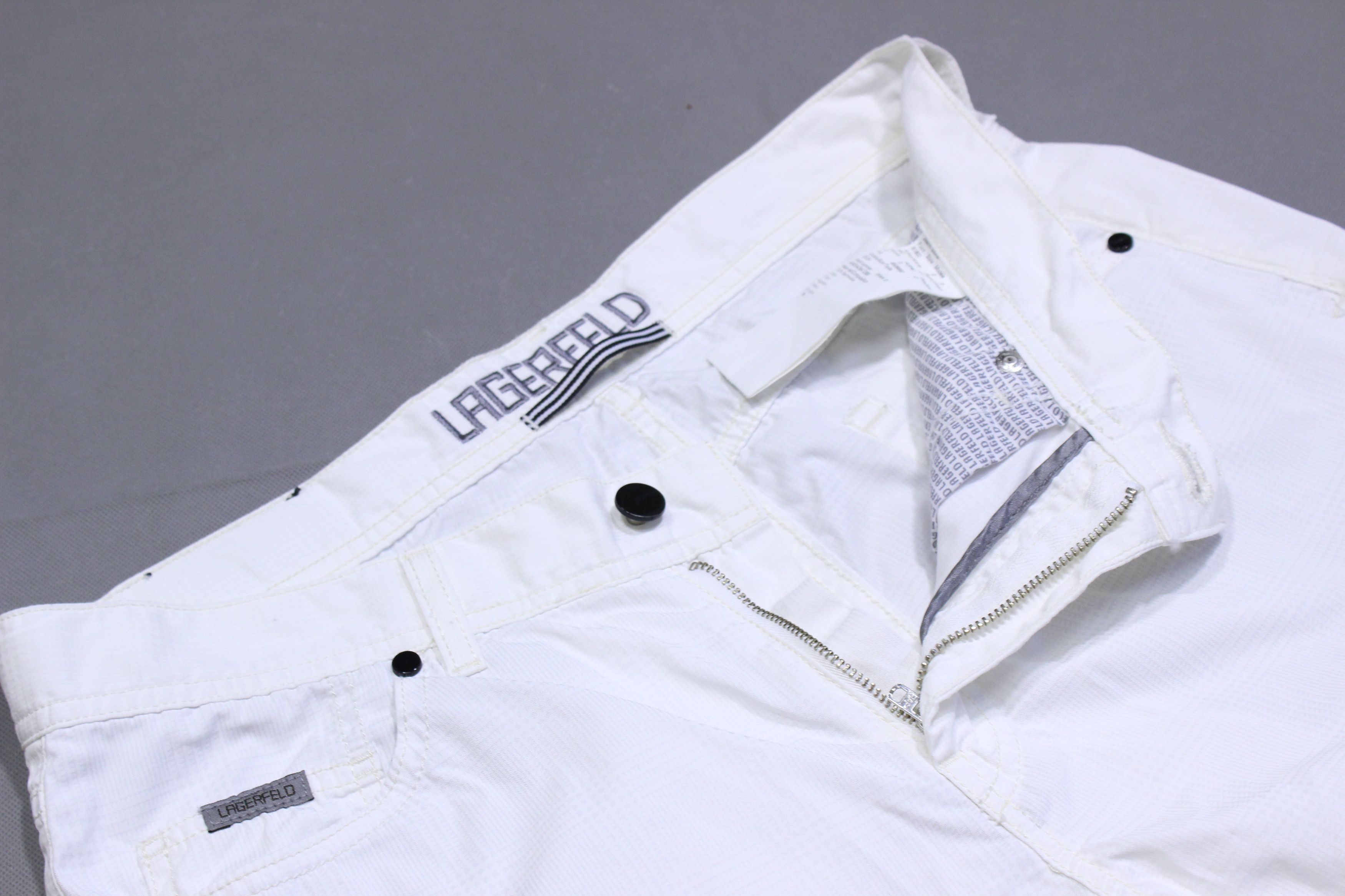 Karl Lagerfeld Lagerfeld White Textured Chino Pants Size US 32 / EU 48 - 10 Thumbnail