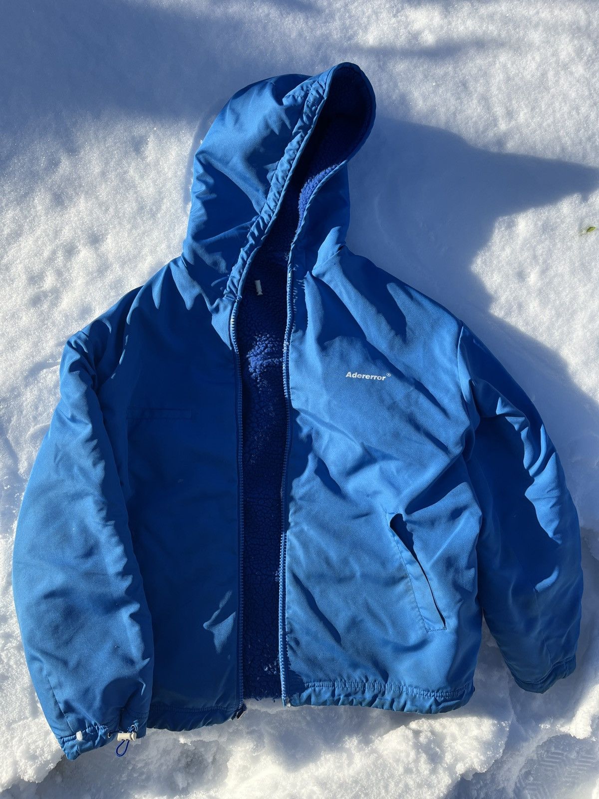 image of Ader Error Reversible Blue Fleece Jacket, Men's (Size Medium)