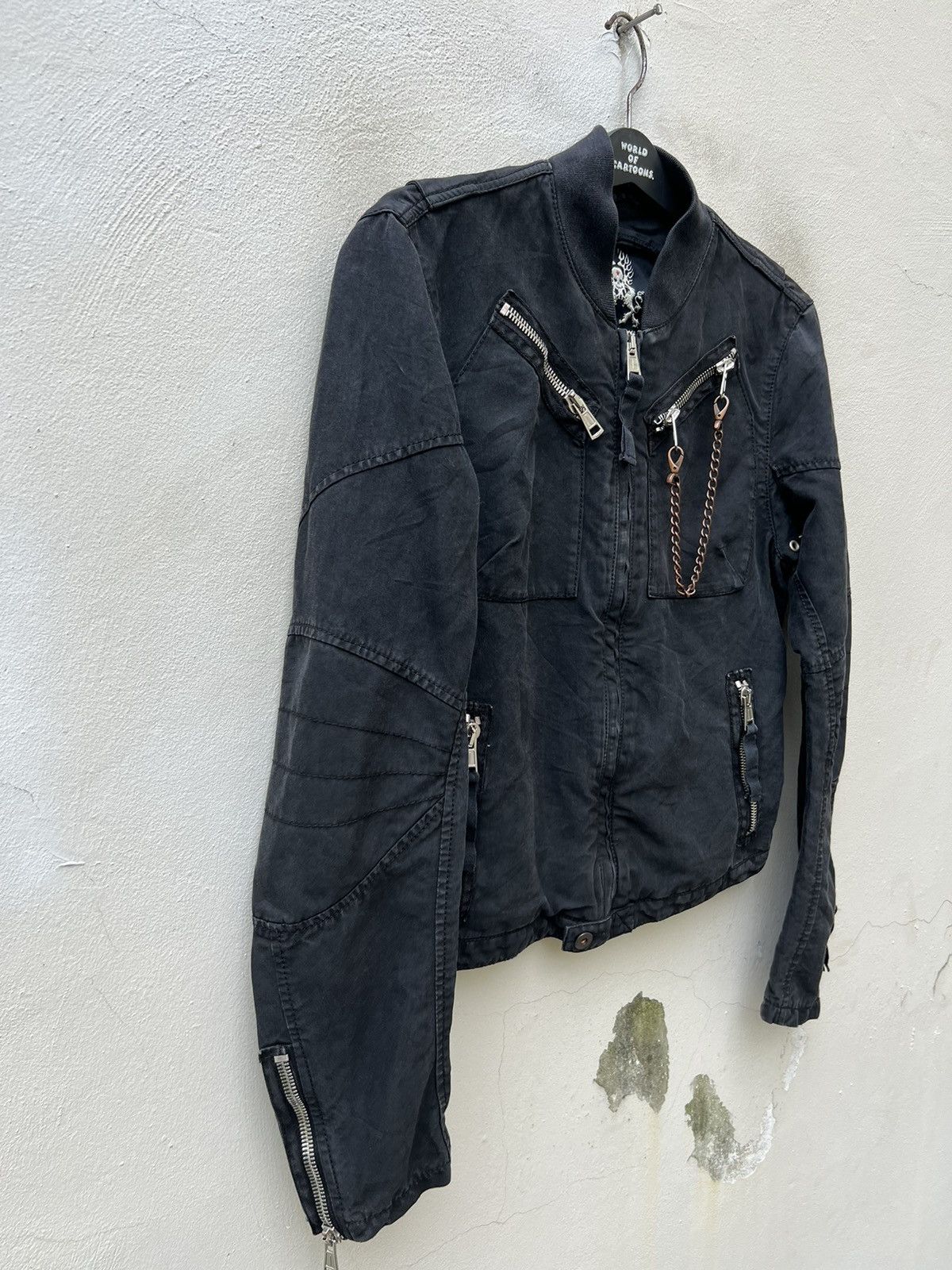 Andrew Mackenzie × Vintage Vintage Against My Killer Viscose Blend Black Biker Jacket Size US M / EU 48-50 / 2 - 7 Thumbnail