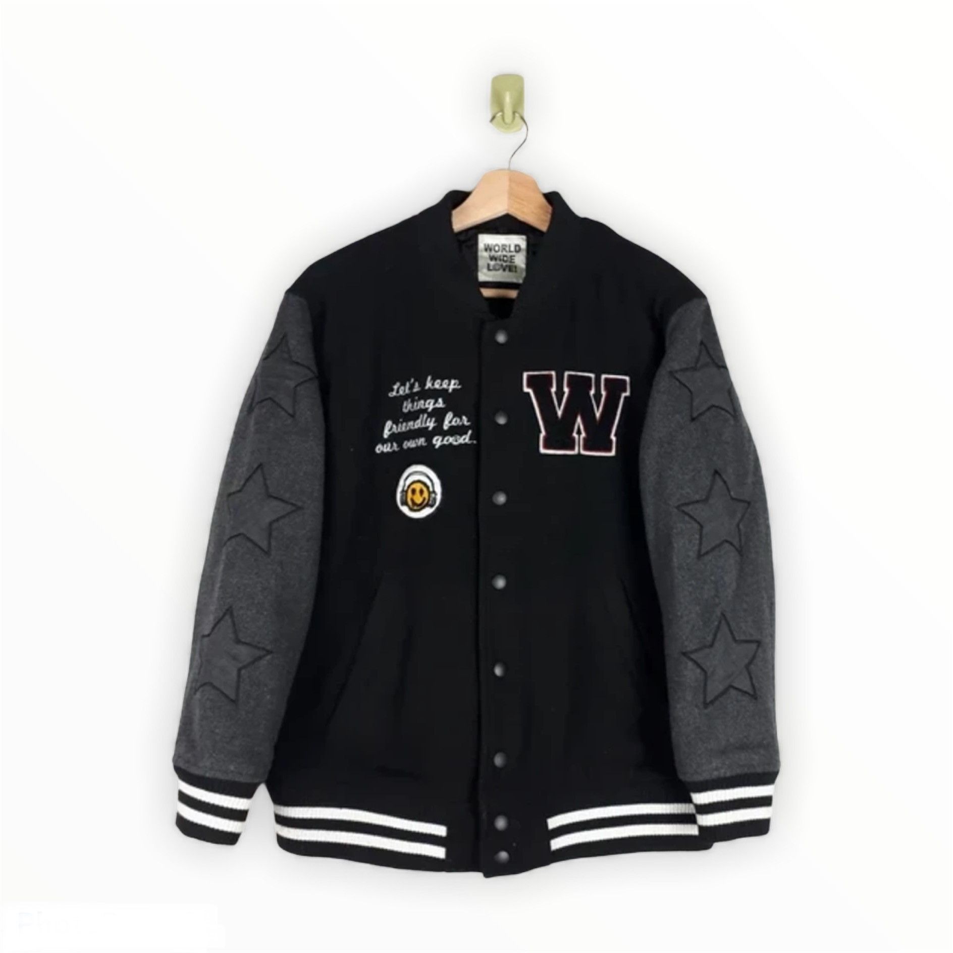Japanese Brand × Vintage Vintage Worldwide Love Stars Varsity Jacket Size US S / EU 44-46 / 1 - 1 Thumbnail