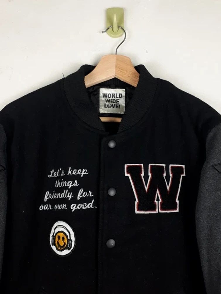Japanese Brand × Vintage Vintage Worldwide Love Stars Varsity Jacket Size US S / EU 44-46 / 1 - 2 Thumbnail