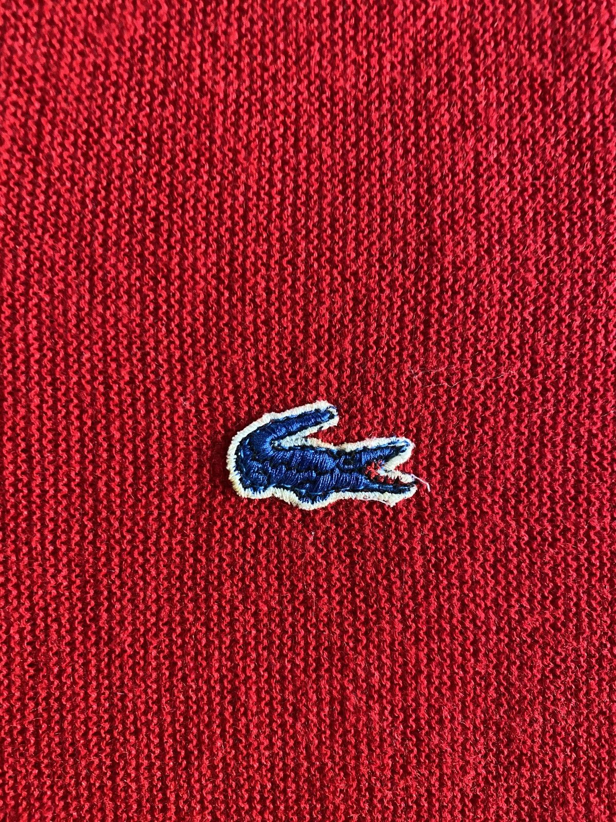 Lacoste Vintage 70’s Lacoste Red V-Neck Knit Sweater Size US L / EU 52-54 / 3 - 3 Thumbnail