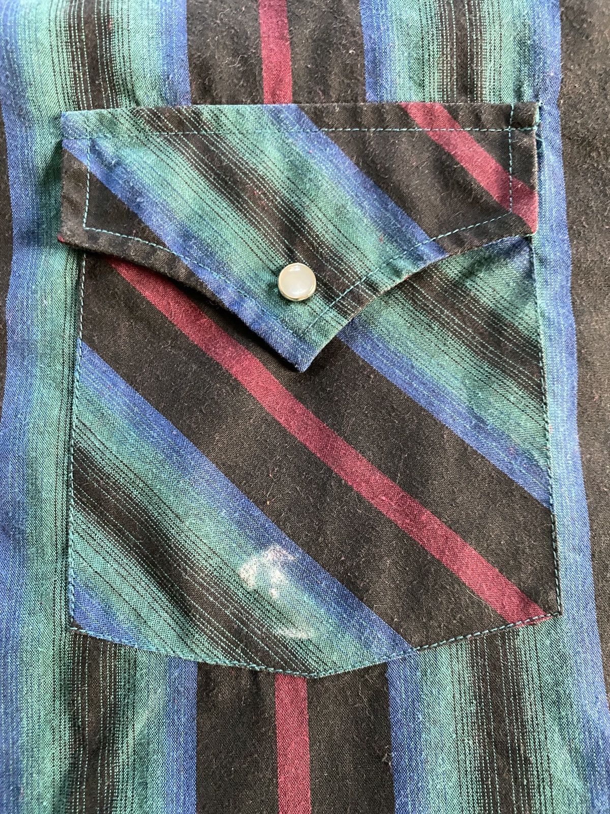 Vintage Vintage 80’s Ely Cattleman Striped Pearl Snap Button Up Size US L / EU 52-54 / 3 - 3 Thumbnail