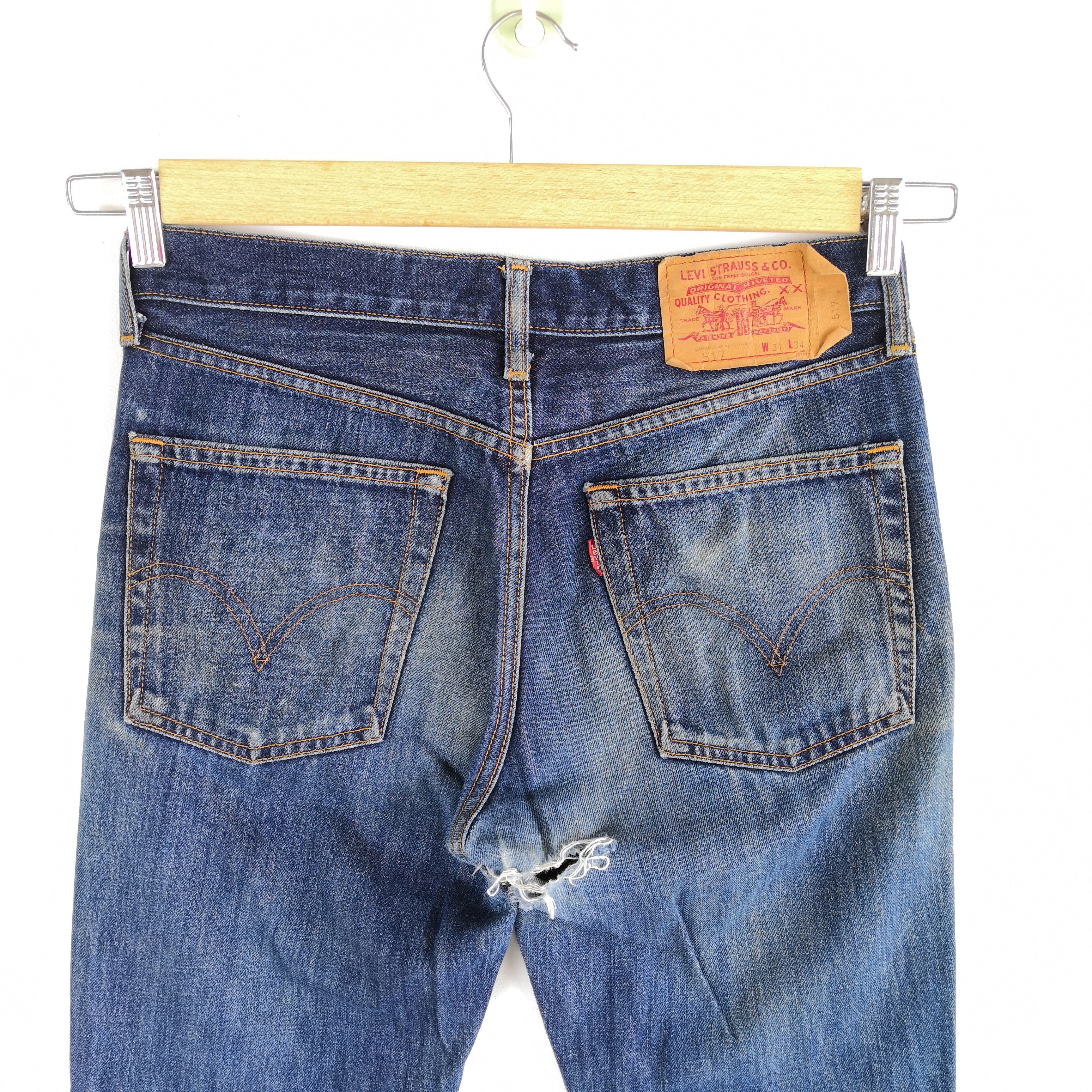 Levi's Vintage Levis 517 Flare Distressed Jeans Levis Bootcut Denim Size US 32 / EU 48 - 5 Thumbnail
