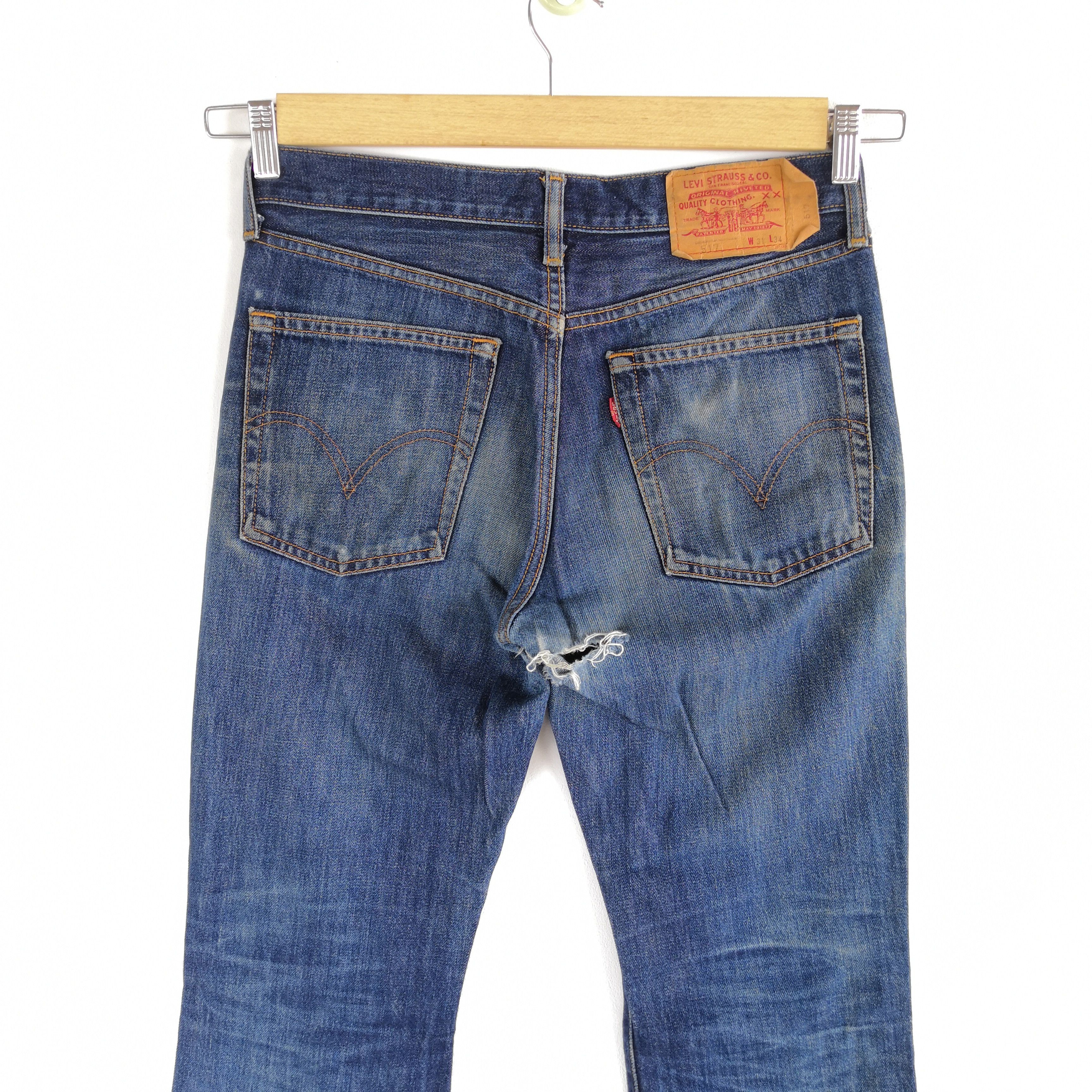 Levi's Vintage Levis 517 Flare Distressed Jeans Levis Bootcut Denim Size US 32 / EU 48 - 6 Thumbnail