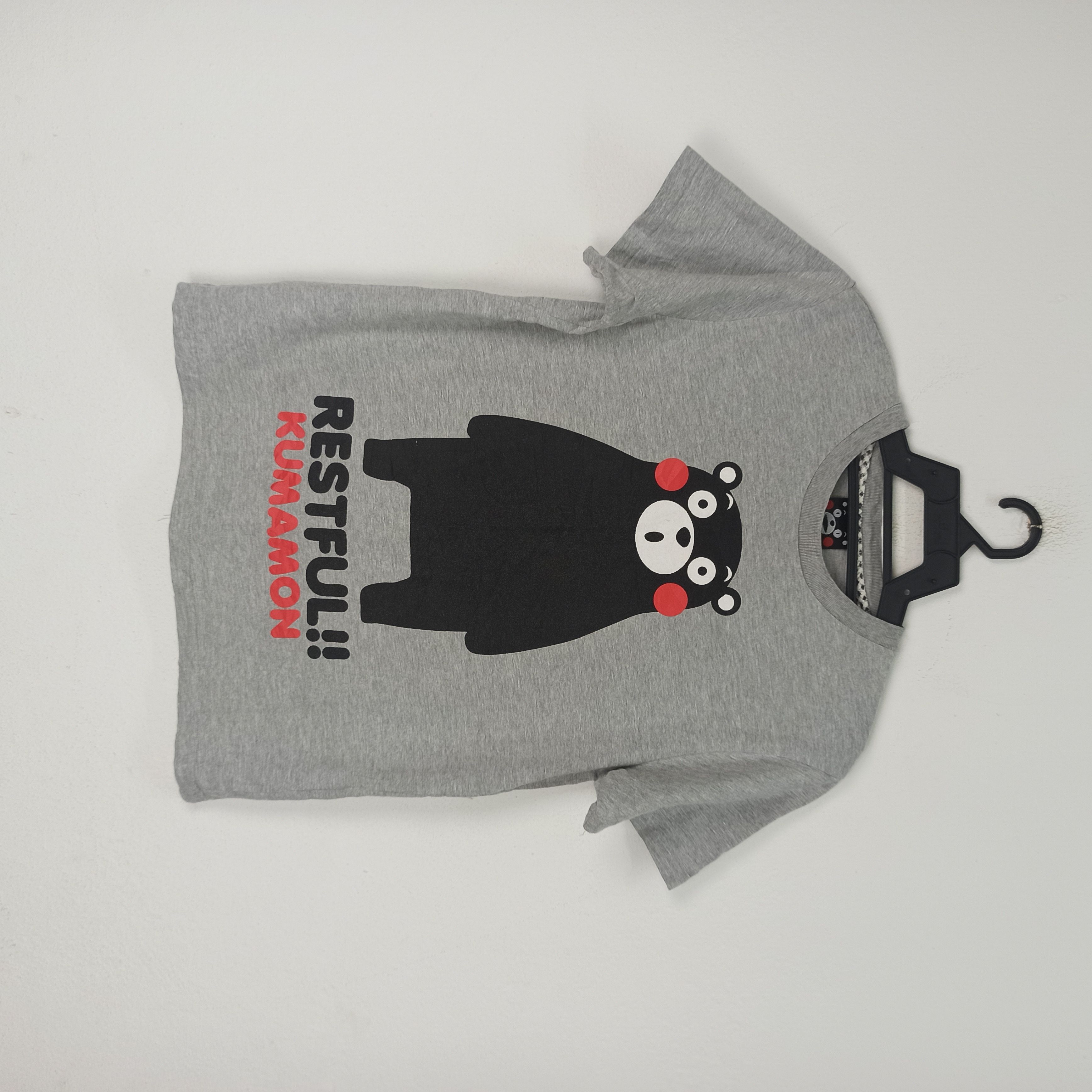 image of Cartoon Network Steals Cartoon Kumamon Big Logo T-Shirt in Grey, Men's (Size Medium)