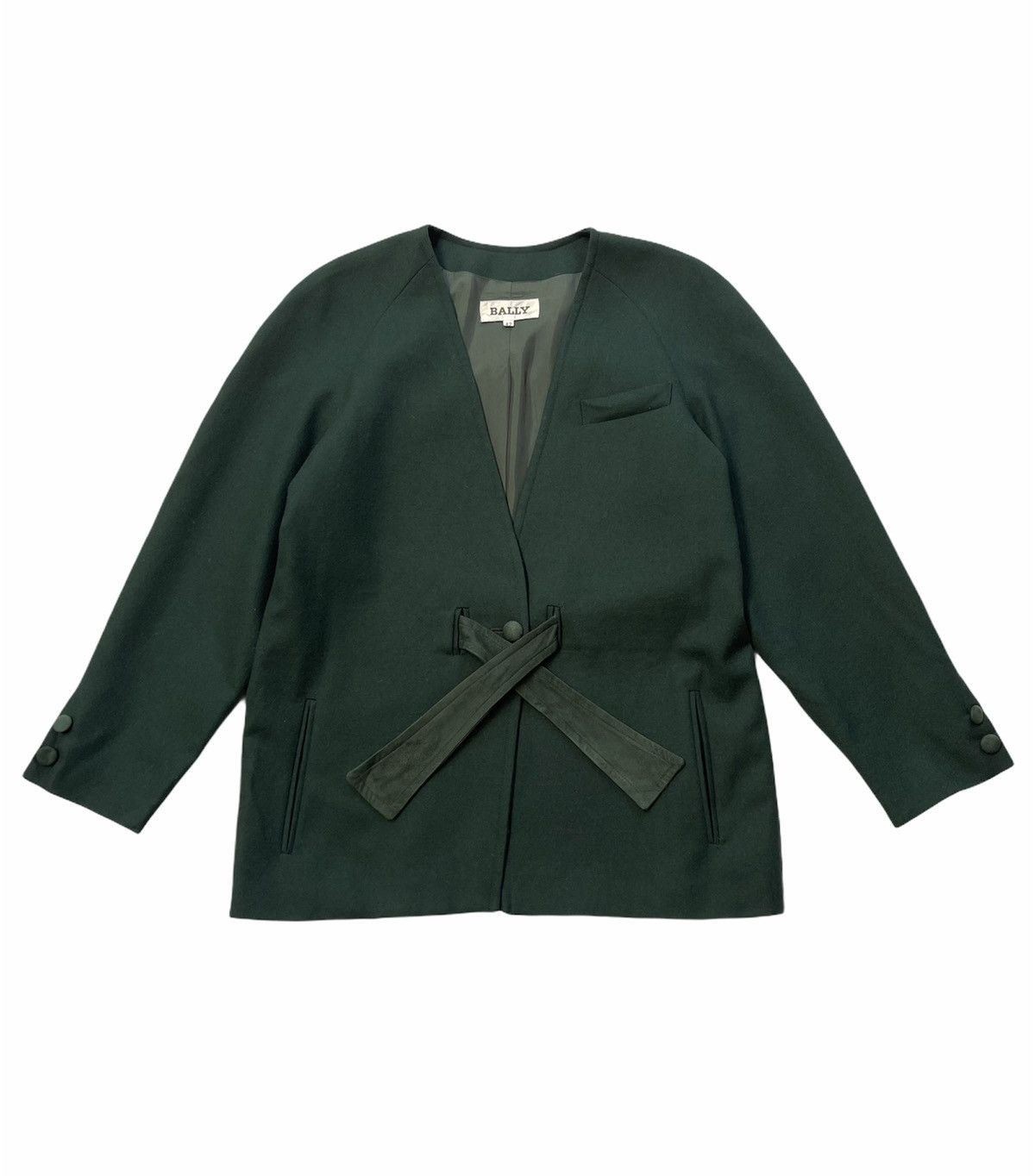 image of Bally Single Button Wool Jacket in Green, Men's (Size Medium)