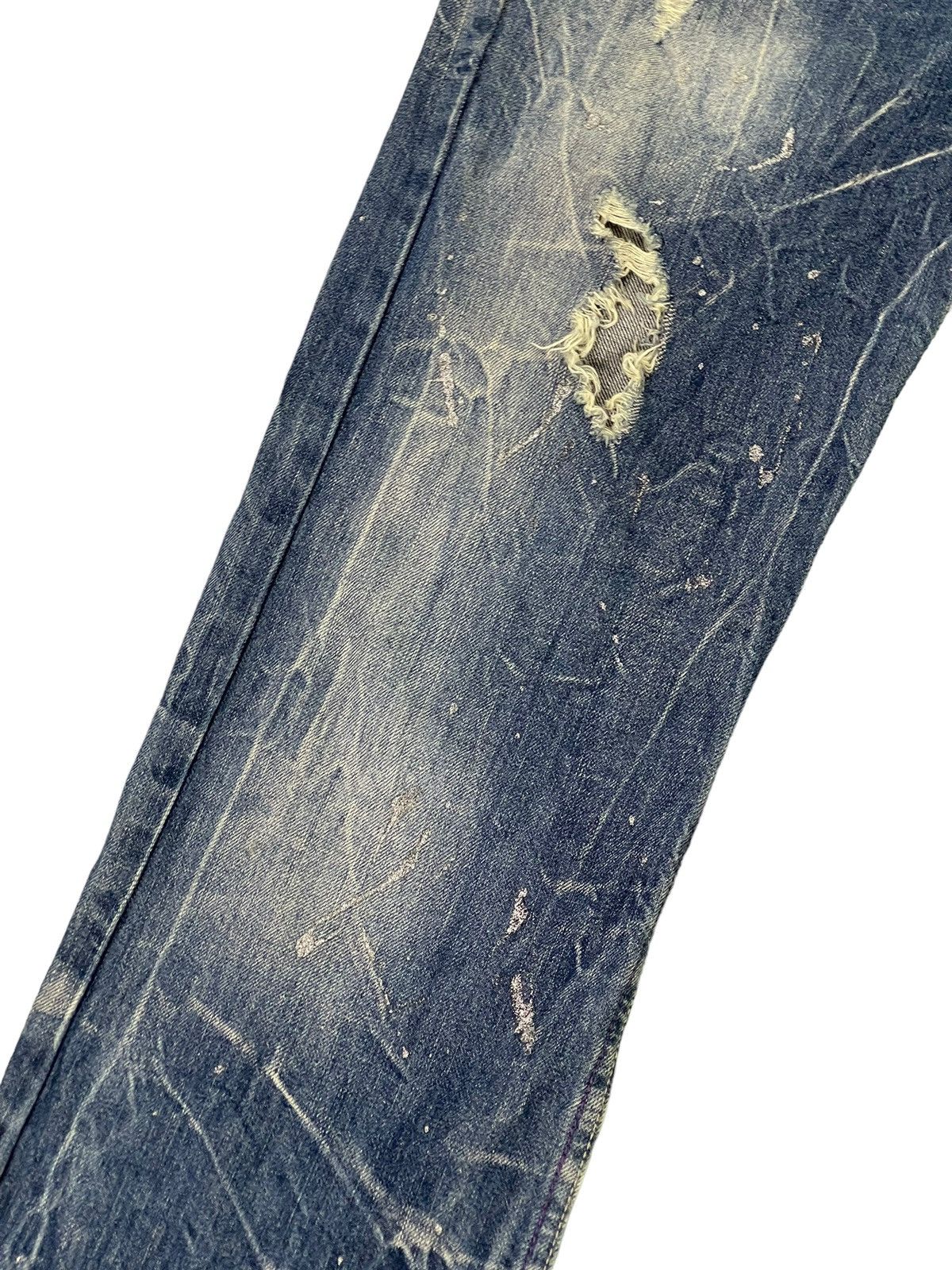 Japanese Brand Painter Distress Jeans Nylaus Acid Wash Regular Denim 6🟦 Size US 31 - 6 Thumbnail