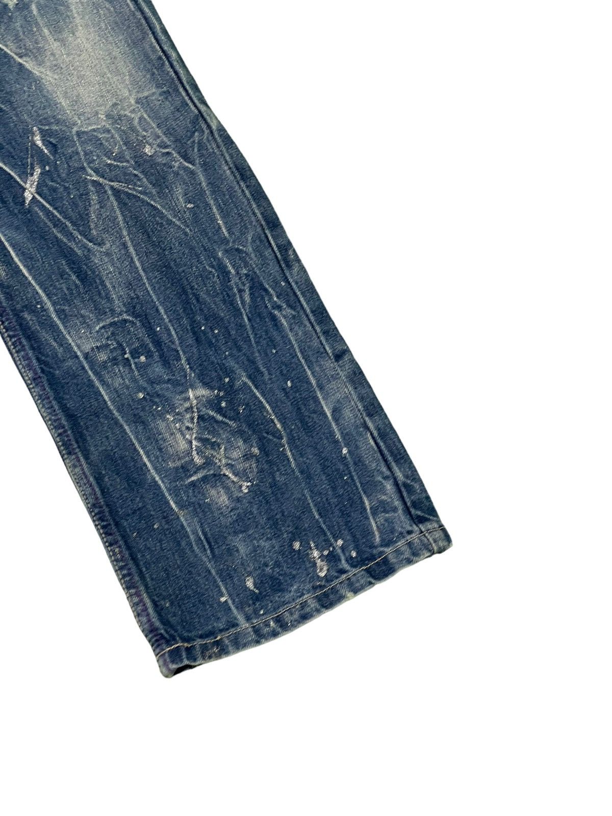 Japanese Brand Painter Distress Jeans Nylaus Acid Wash Regular Denim 6🟦 Size US 31 - 4 Thumbnail