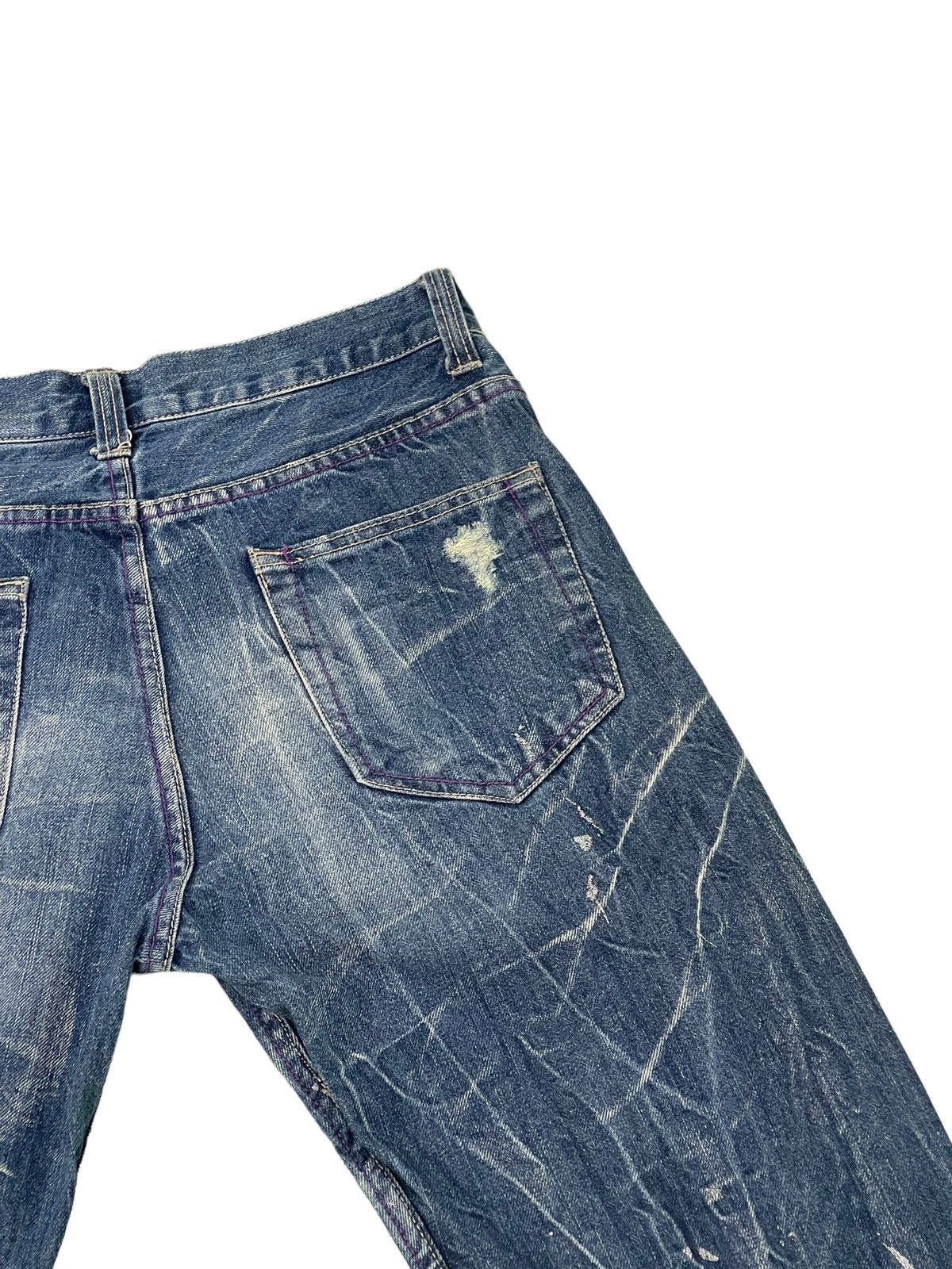 Japanese Brand Painter Distress Jeans Nylaus Acid Wash Regular Denim 6🟦 Size US 31 - 20 Thumbnail