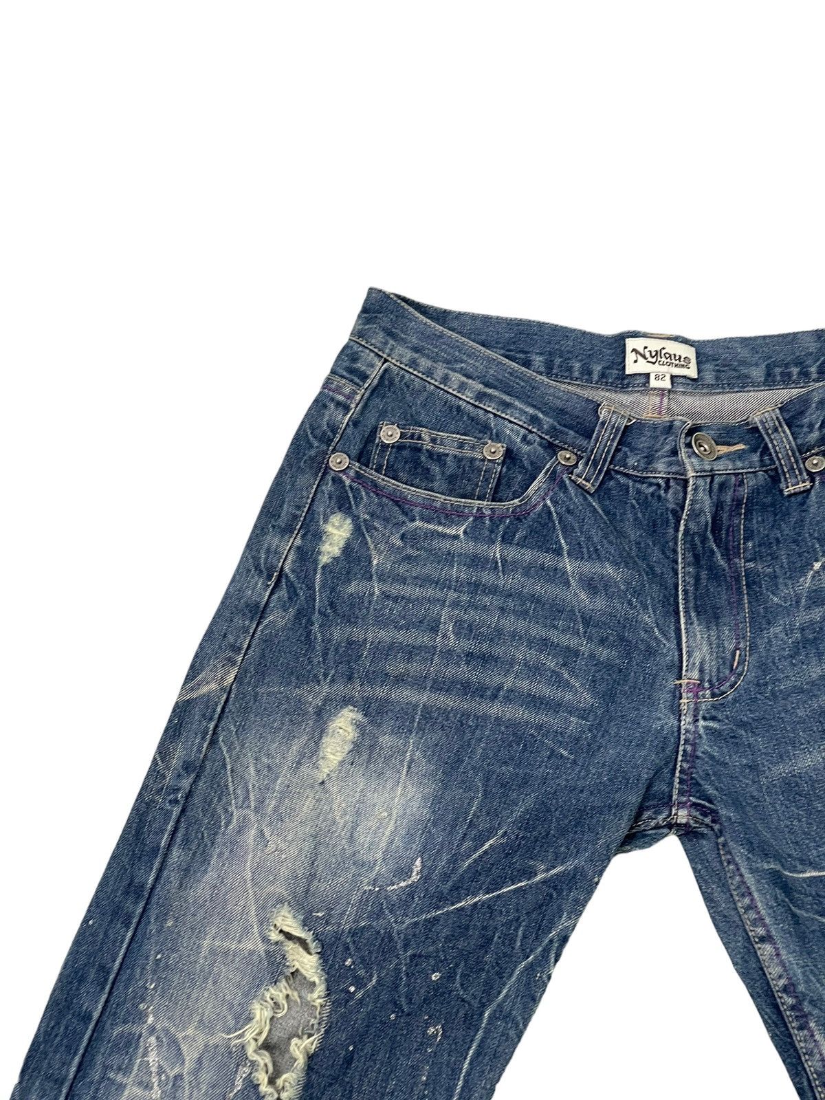Japanese Brand Painter Distress Jeans Nylaus Acid Wash Regular Denim 6🟦 Size US 31 - 8 Thumbnail