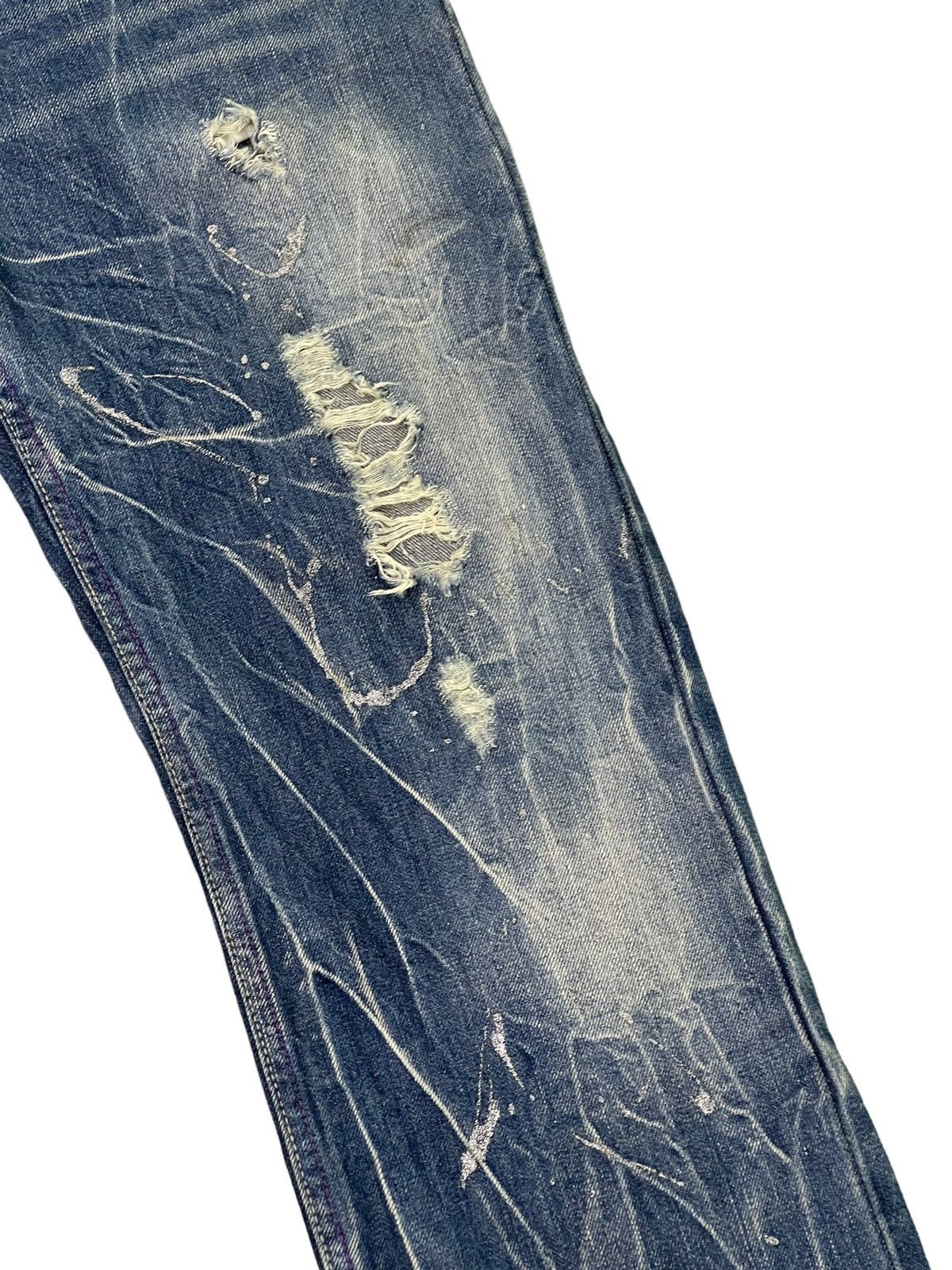 Japanese Brand Painter Distress Jeans Nylaus Acid Wash Regular Denim 6🟦 Size US 31 - 7 Thumbnail