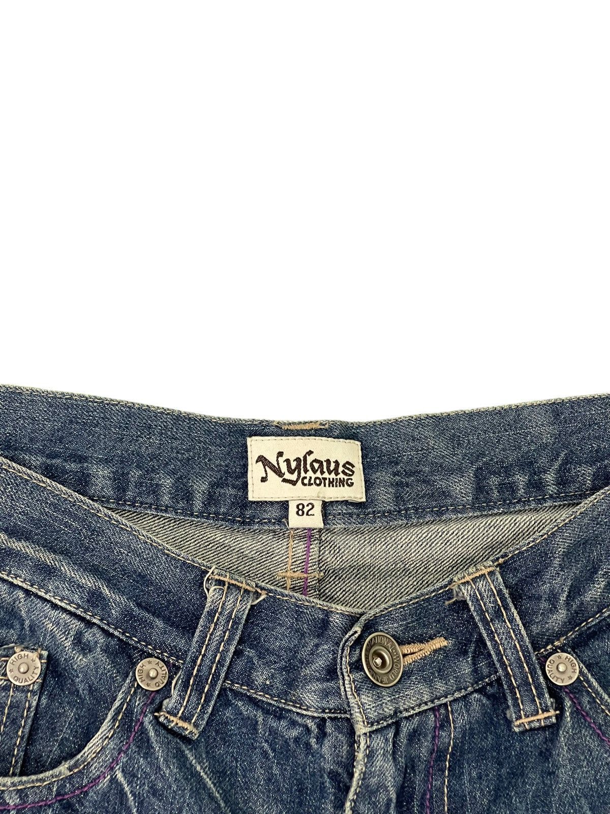 Japanese Brand Painter Distress Jeans Nylaus Acid Wash Regular Denim 6🟦 Size US 31 - 10 Thumbnail