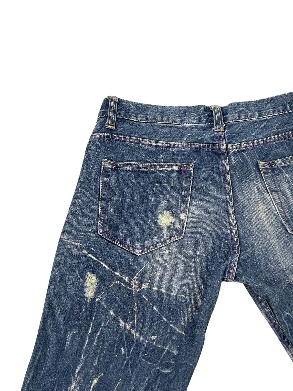 Japanese Brand Painter Distress Jeans Nylaus Acid Wash Regular Denim 6🟦 Size US 31 - 19 Thumbnail