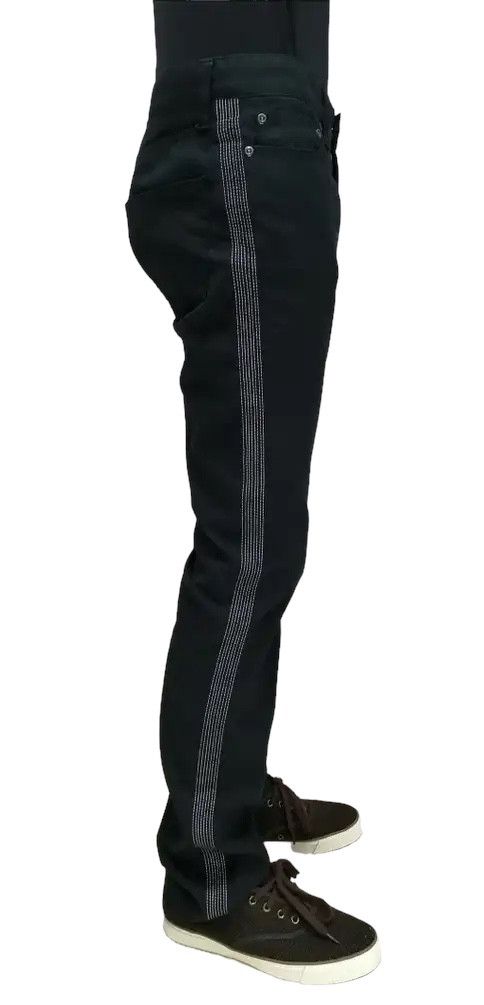 image of Vintage Designer Transcontinents Side Stripes Stitch Pants in Black, Men's (Size 30)