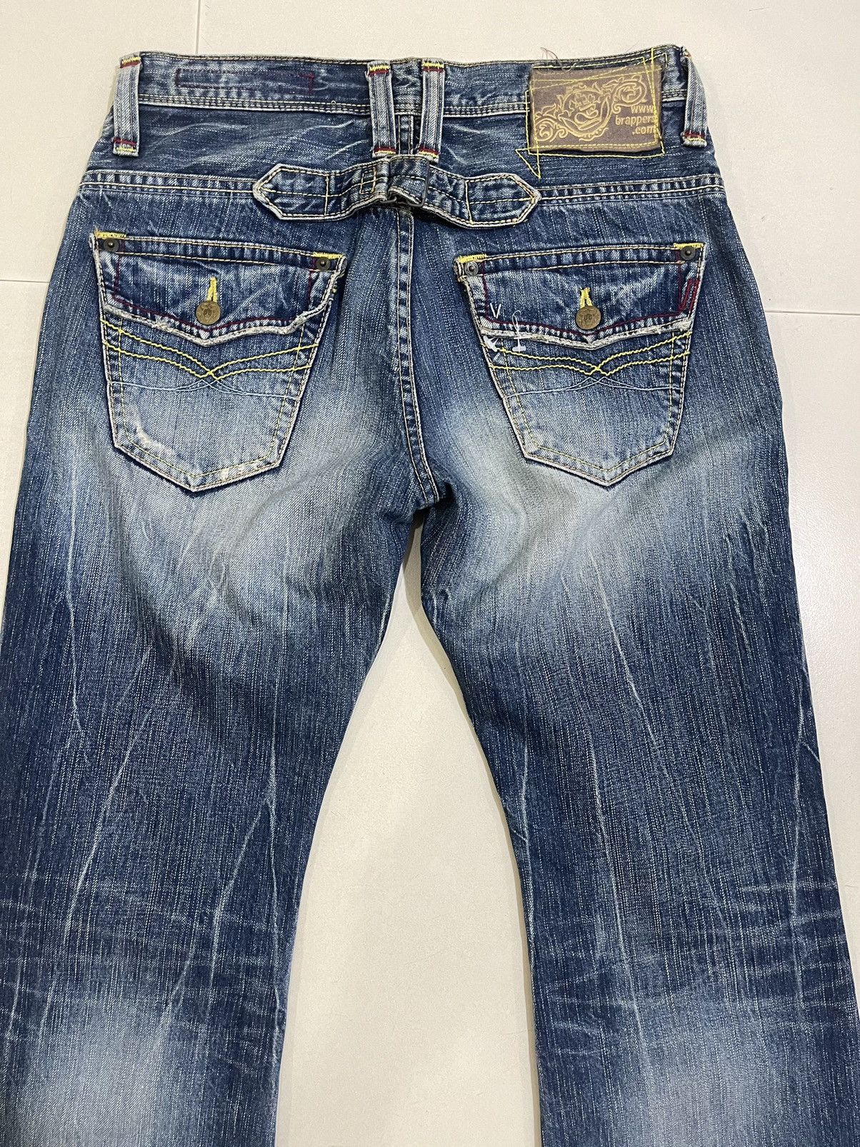 Japanese Brand Flare Jeans Distressed Brappers Bootcut Street Fashion LGB Size US 29 - 5 Thumbnail