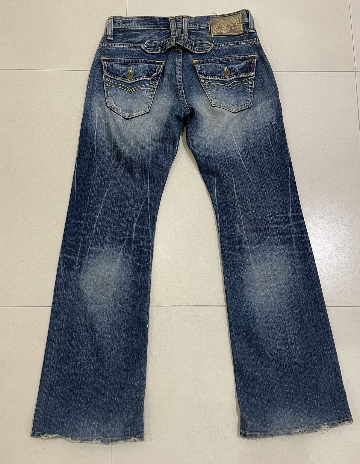 Japanese Brand Flare Jeans Distressed Brappers Bootcut Street Fashion LGB Size US 29 - 4 Thumbnail