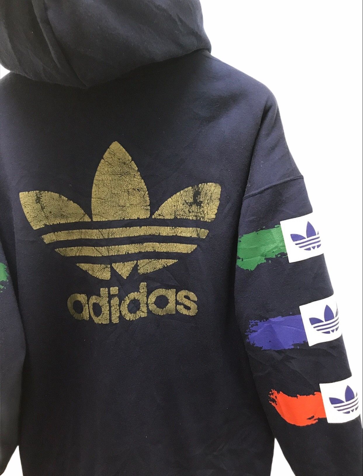 Adidas Rare Vtg 90s Adidas Trefoil Hoodie Sweater Sherpa Lining Size US L / EU 52-54 / 3 - 5 Thumbnail