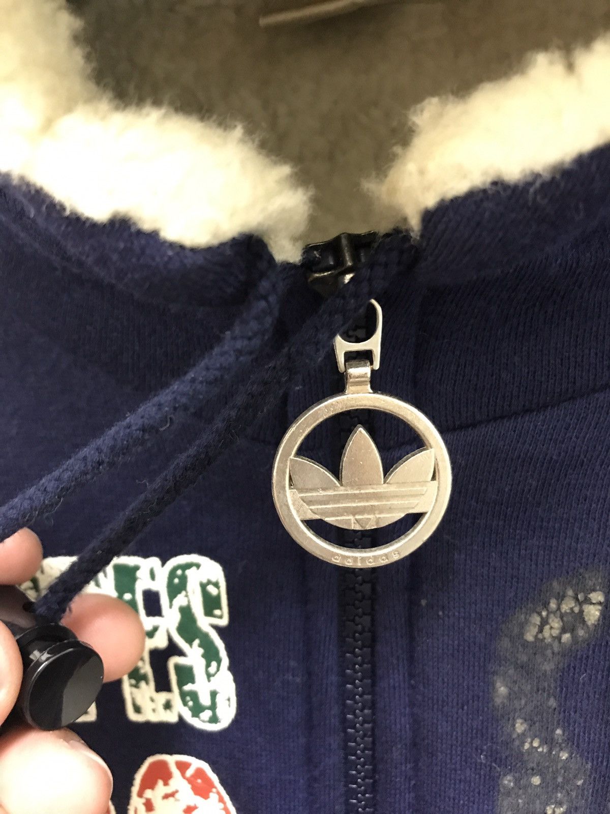 Adidas Rare Vtg 90s Adidas Trefoil Hoodie Sweater Sherpa Lining Size US L / EU 52-54 / 3 - 7 Thumbnail