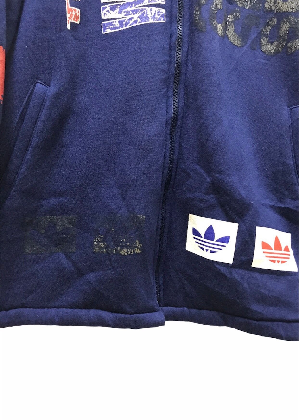 Adidas Rare Vtg 90s Adidas Trefoil Hoodie Sweater Sherpa Lining Size US L / EU 52-54 / 3 - 3 Thumbnail