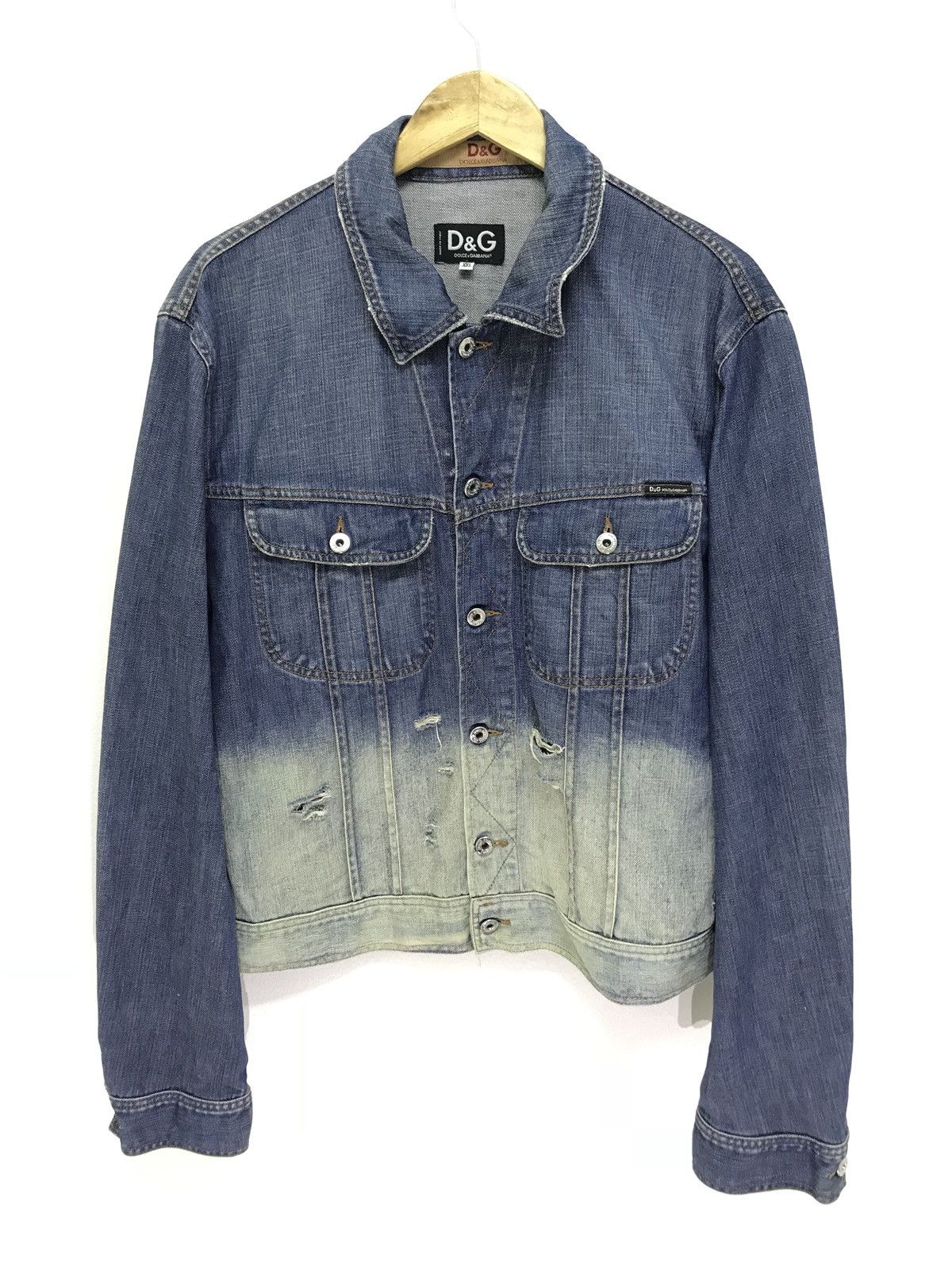 Dolce & Gabbana D&G Dolce & Gabbana Distressed Denim Jacket Two Tone 6🟩3 Size US M / EU 48-50 / 2 - 1 Thumbnail