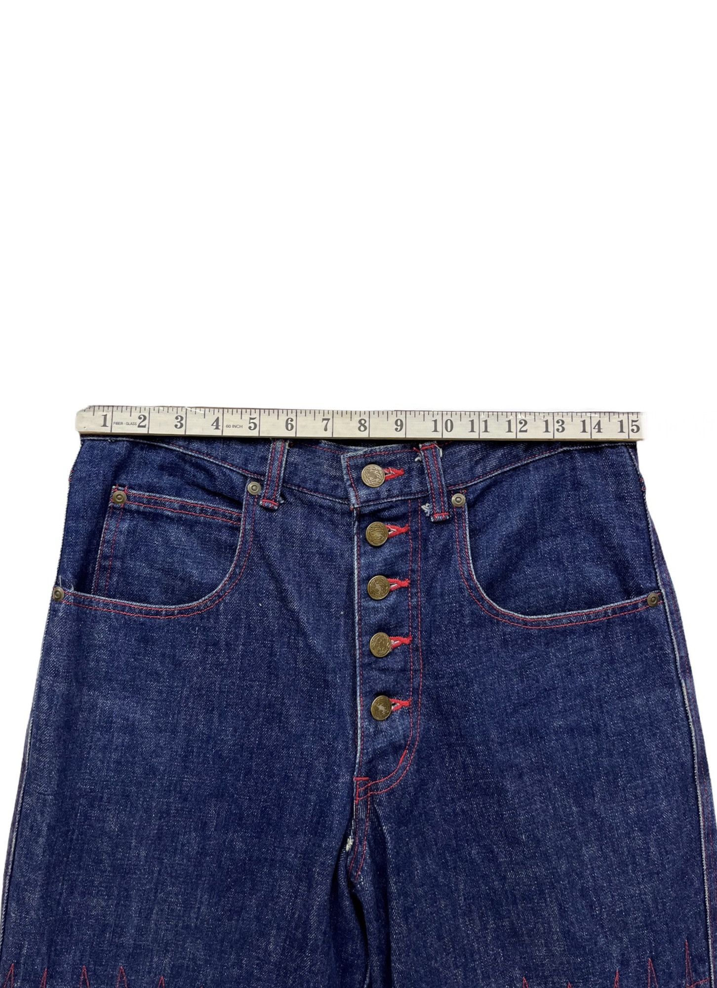 Vintage ACIDJAZZ Punk Distressed Blow Out Patch Tartan Knee Denim Size US 30 / EU 46 - 13 Thumbnail