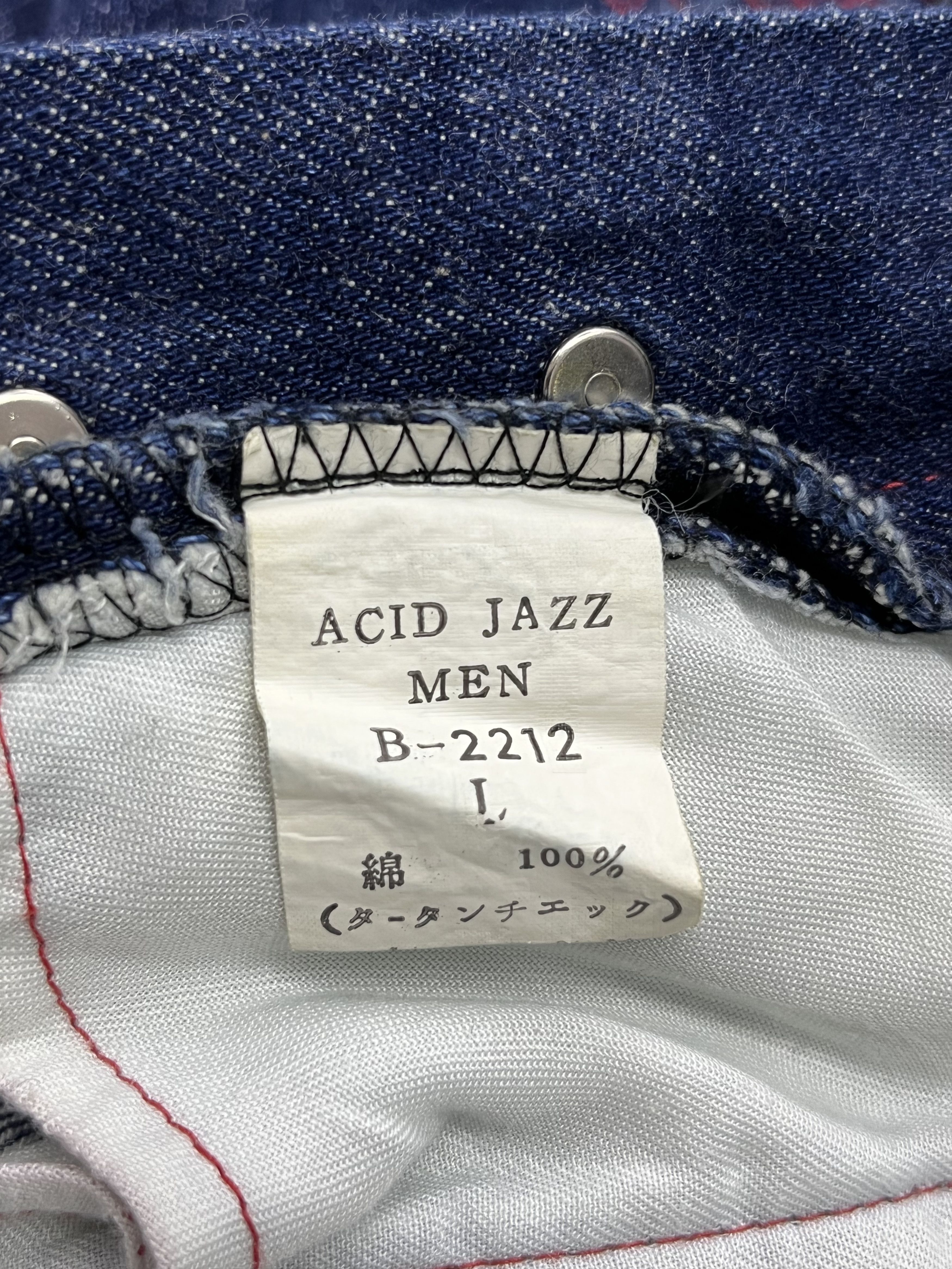 Vintage ACIDJAZZ Punk Distressed Blow Out Patch Tartan Knee Denim Size US 30 / EU 46 - 11 Thumbnail