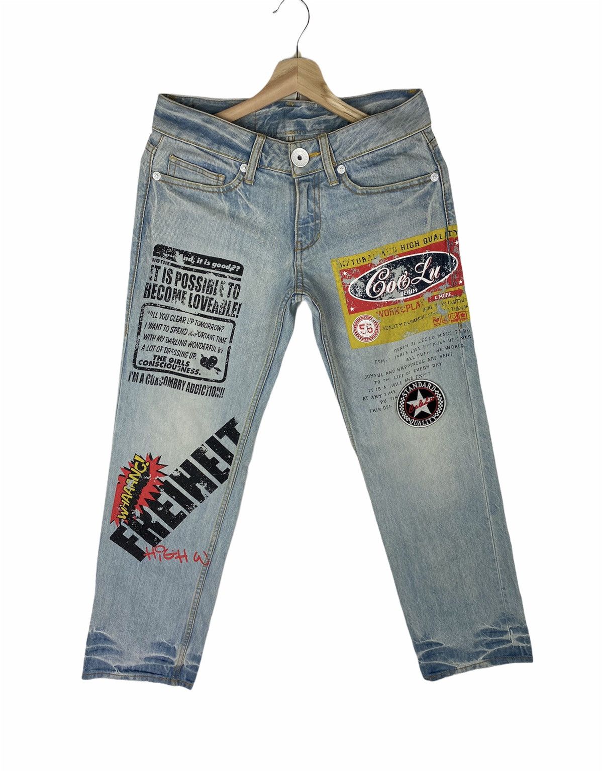 Japanese Brand × Vintage Japanese Brand Co&Lu Patchwork Letter Washed Denim Pants Size US 30 / EU 46 - 1 Thumbnail