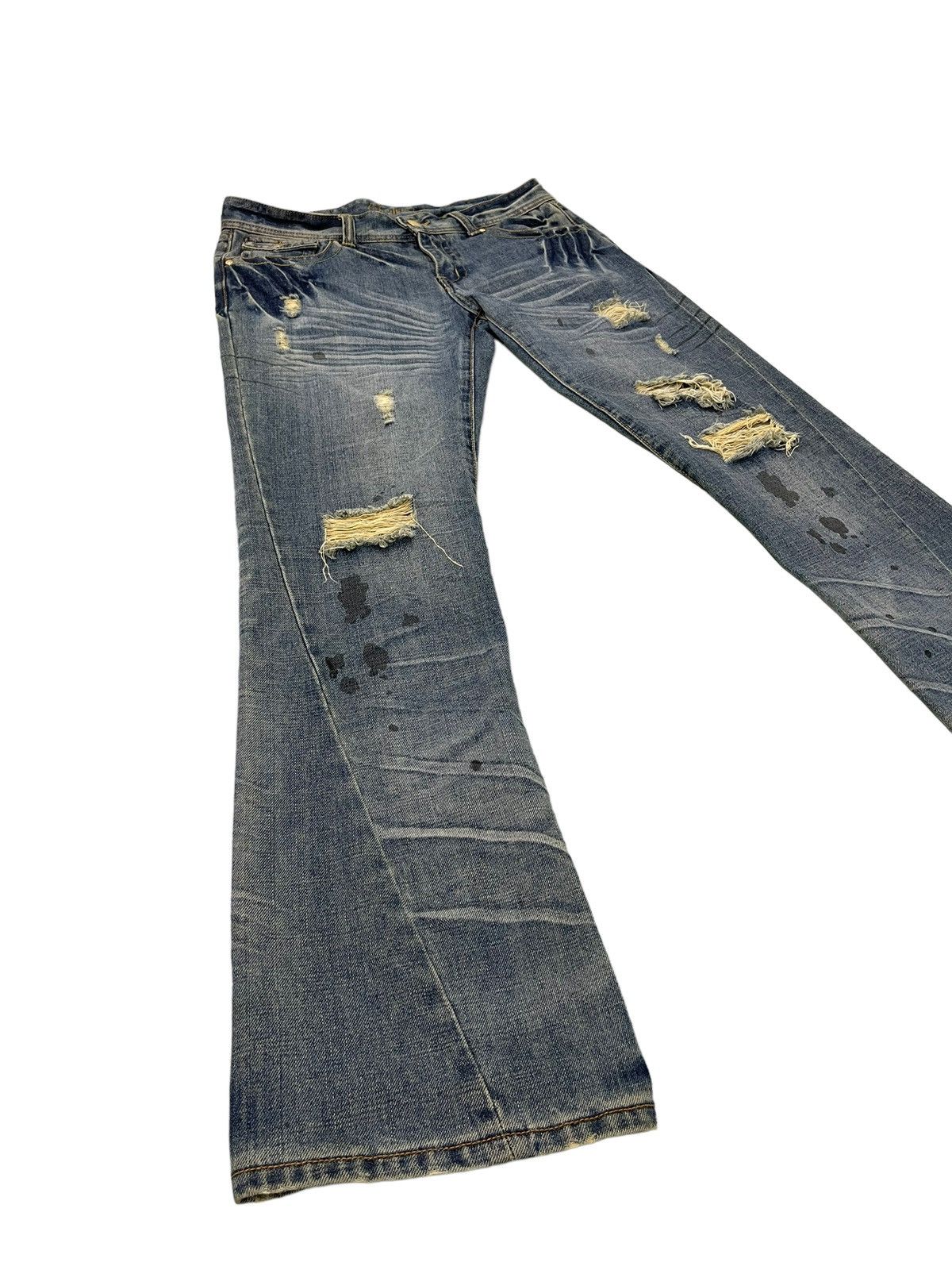Hype Flare Jeans Snuff Distress Denim Acid Wash Clawmark 6🟦 | Grailed