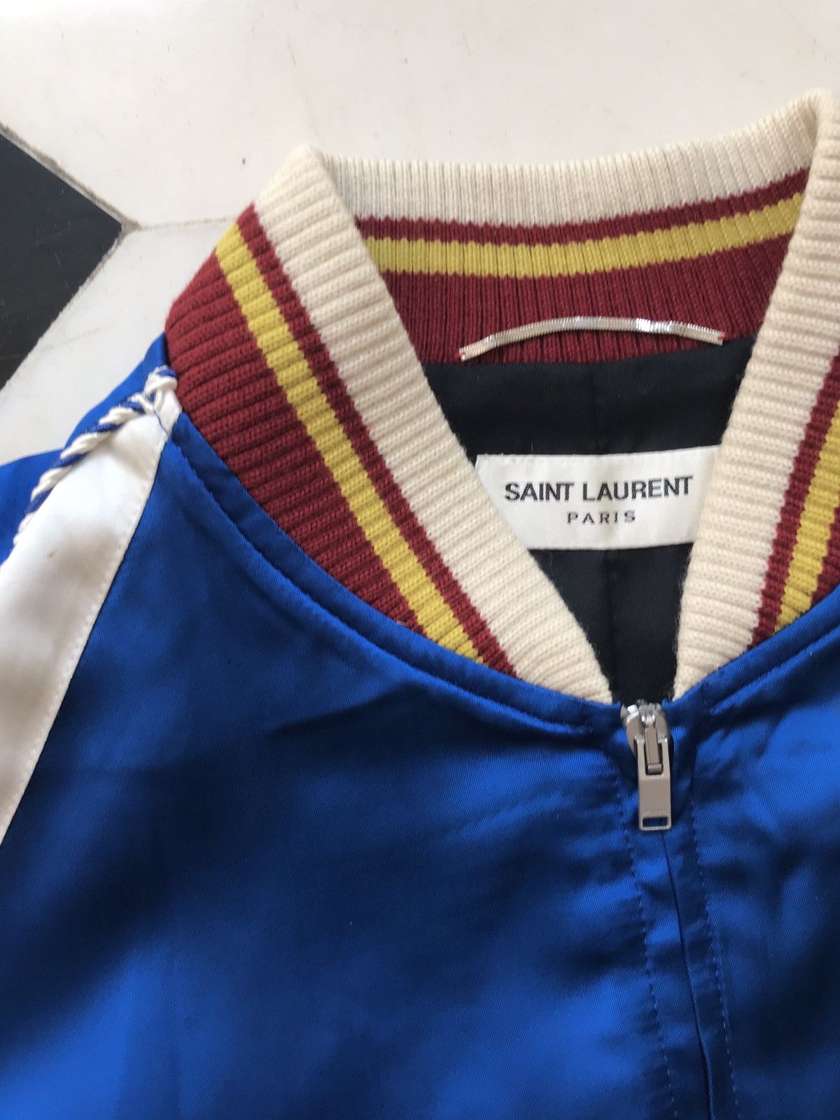 Saint Laurent Paris SS14 Silk Teddy Jacket in Blue Size US M / EU 48-50 / 2 - 4 Thumbnail