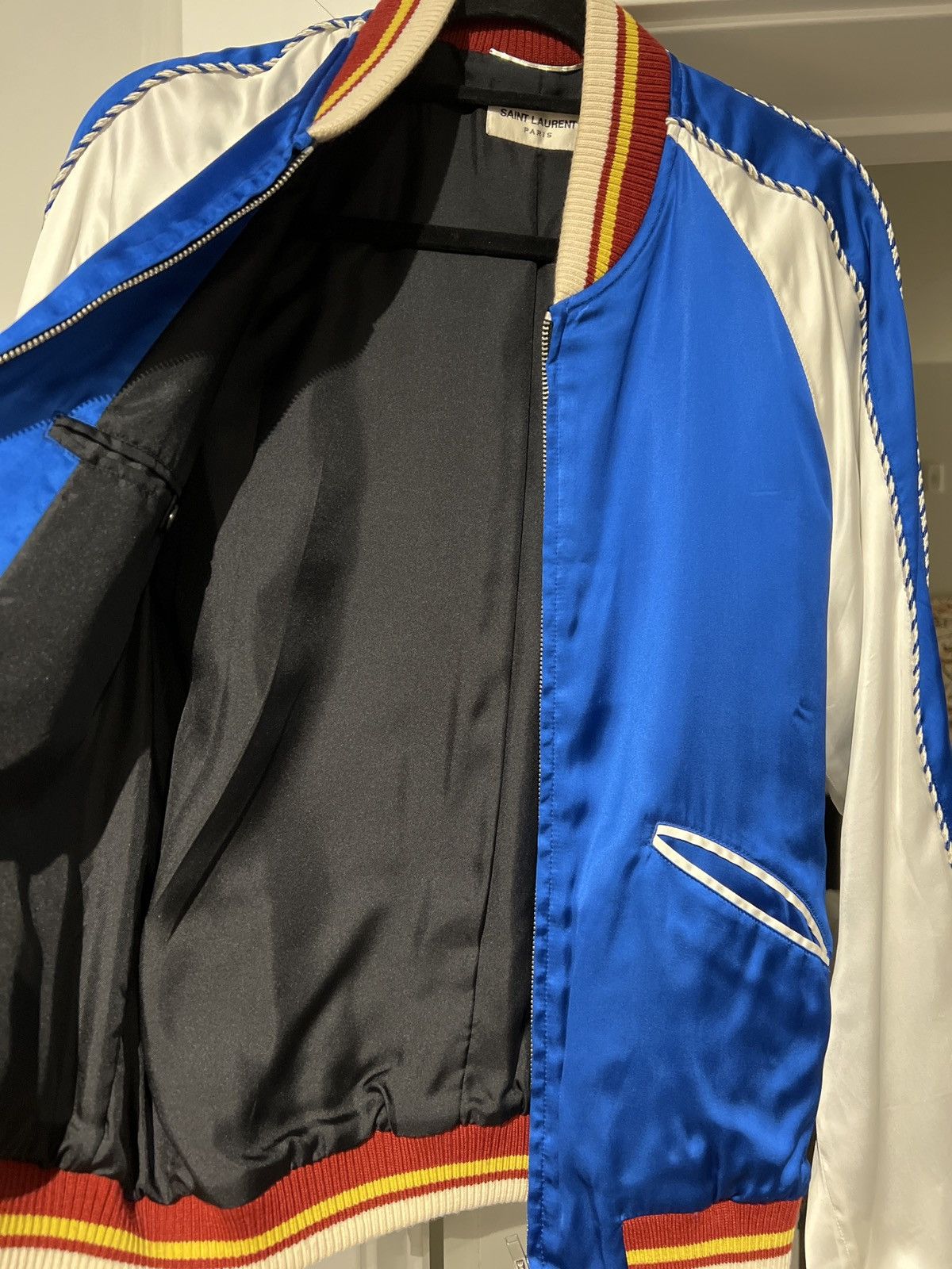 Saint Laurent Paris SS14 Silk Teddy Jacket in Blue Size US M / EU 48-50 / 2 - 13 Thumbnail