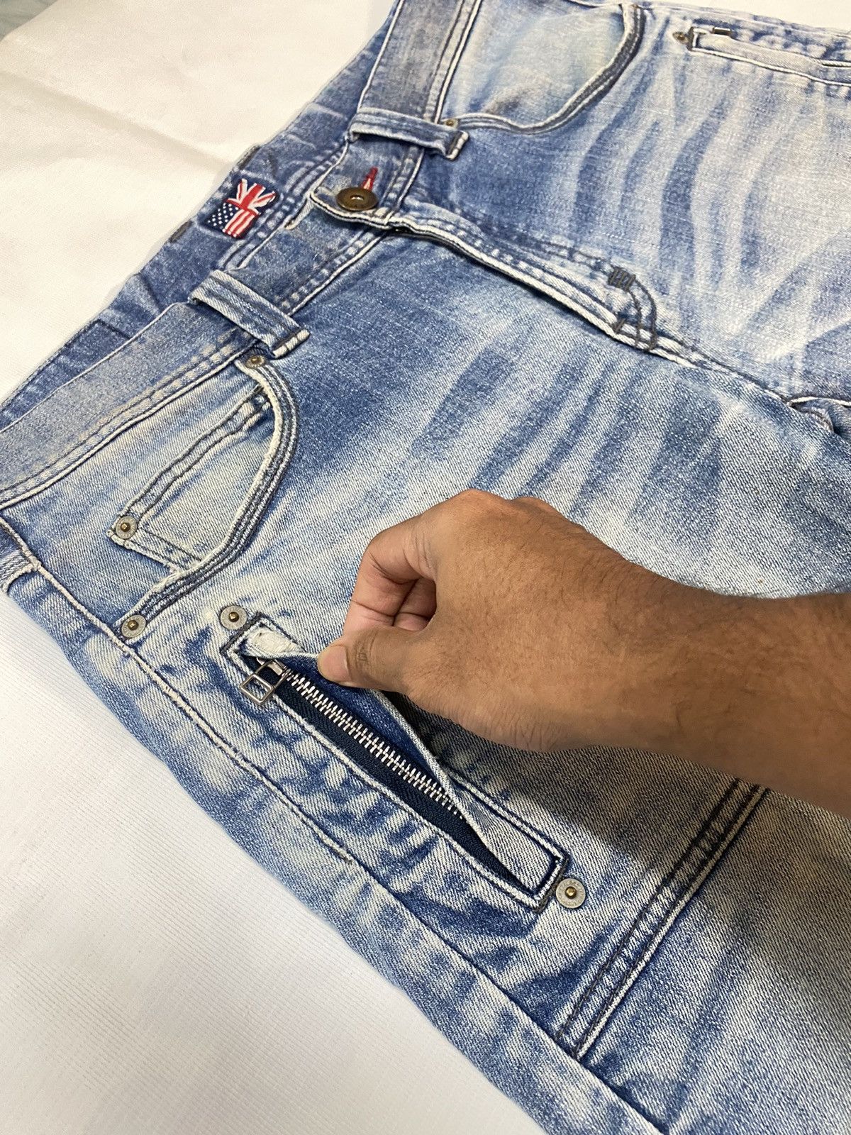 Hysteric Glamour × Japanese Brand Lyric Biker Denim Nice Design Pockert Size US 33 - 3 Thumbnail