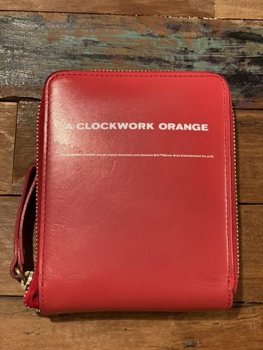 image of Undercover A Clockwork Orange Leather Wallet in Red, Men's