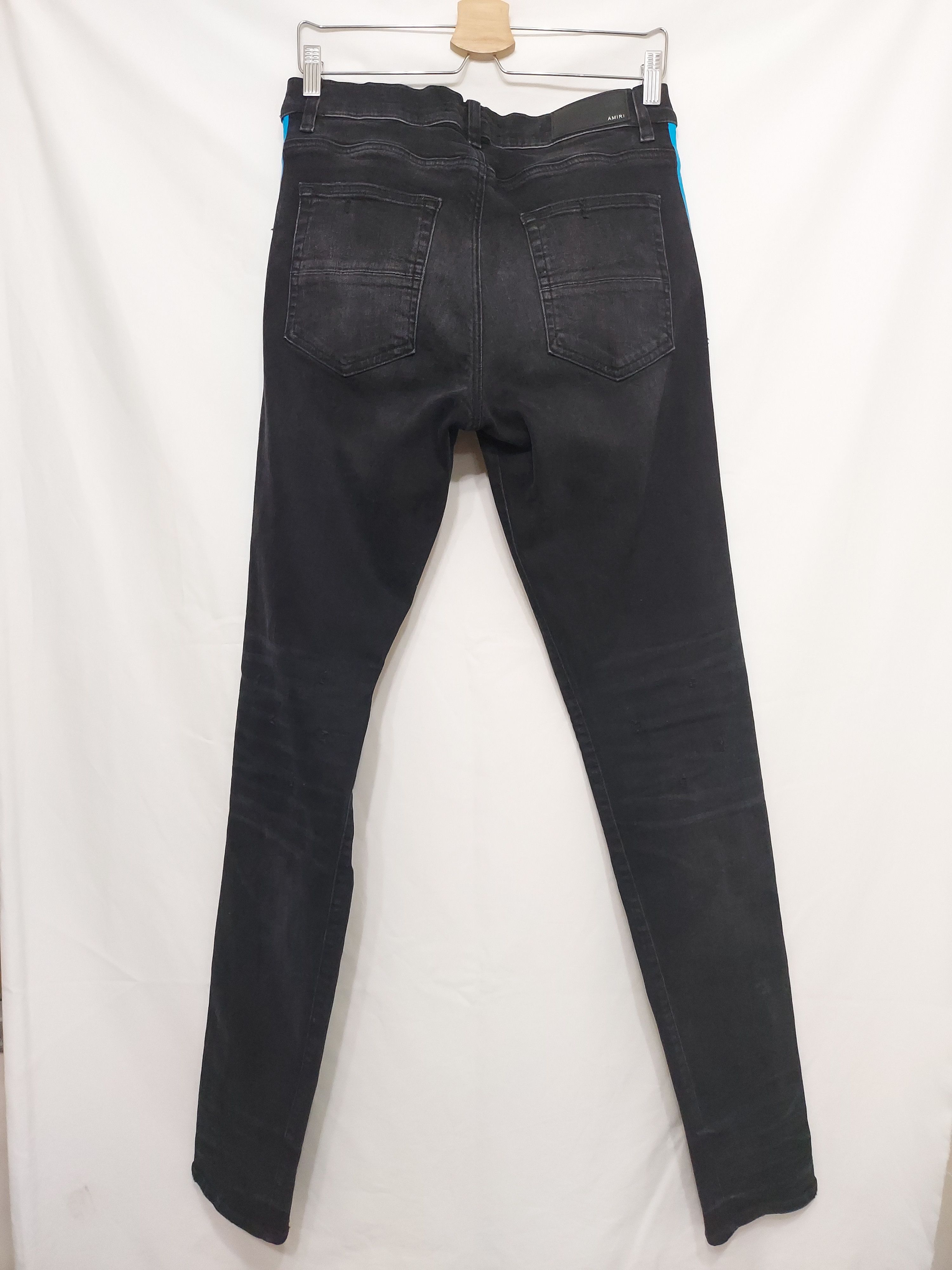 Amiri *New* Broken Track Blue Striped Denim Jeans Size US 33 - 2 Thumbnail