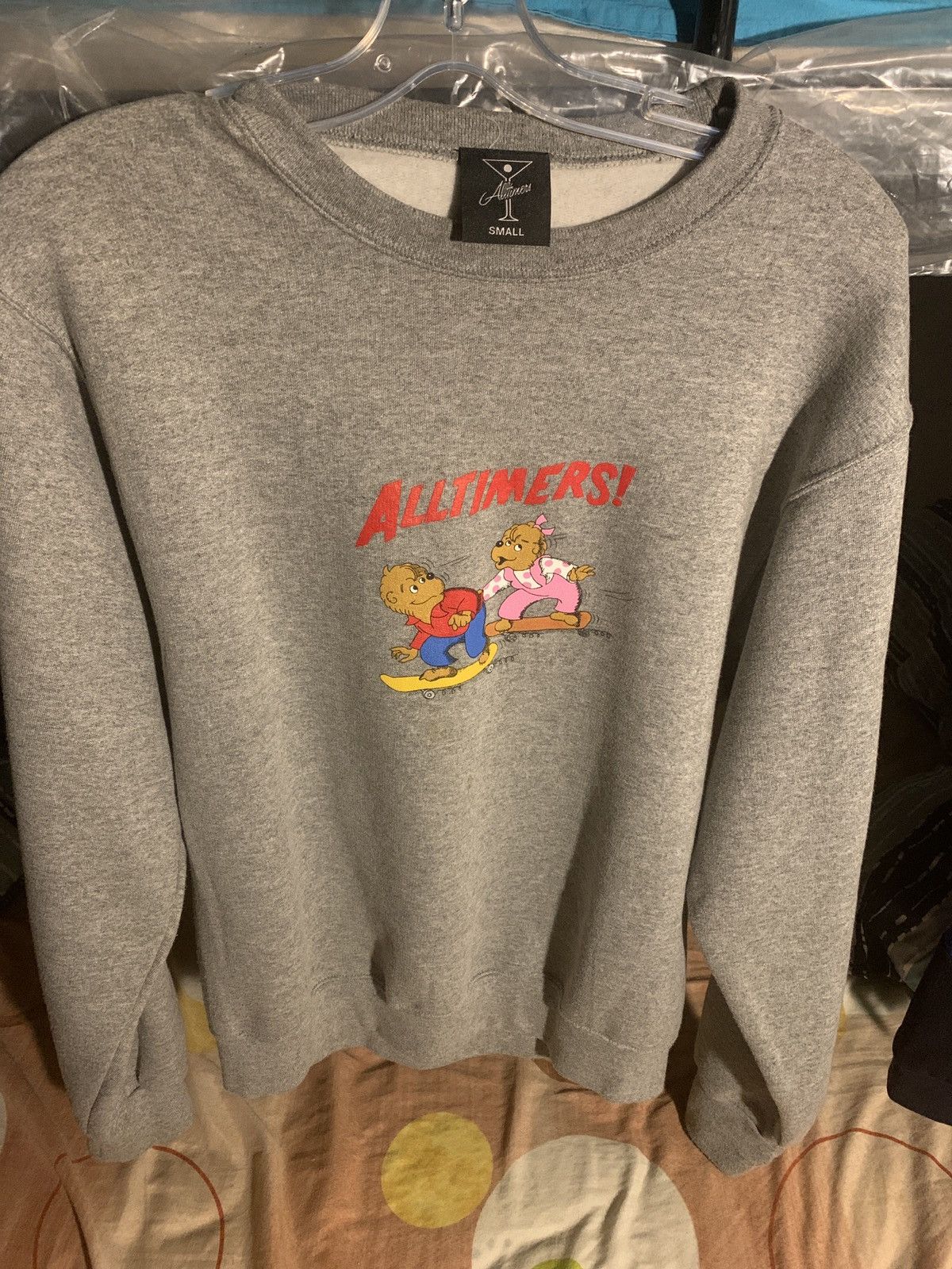 image of Alltimers X Berenstain Bears Grey Crewneck, Men's (Size Small)