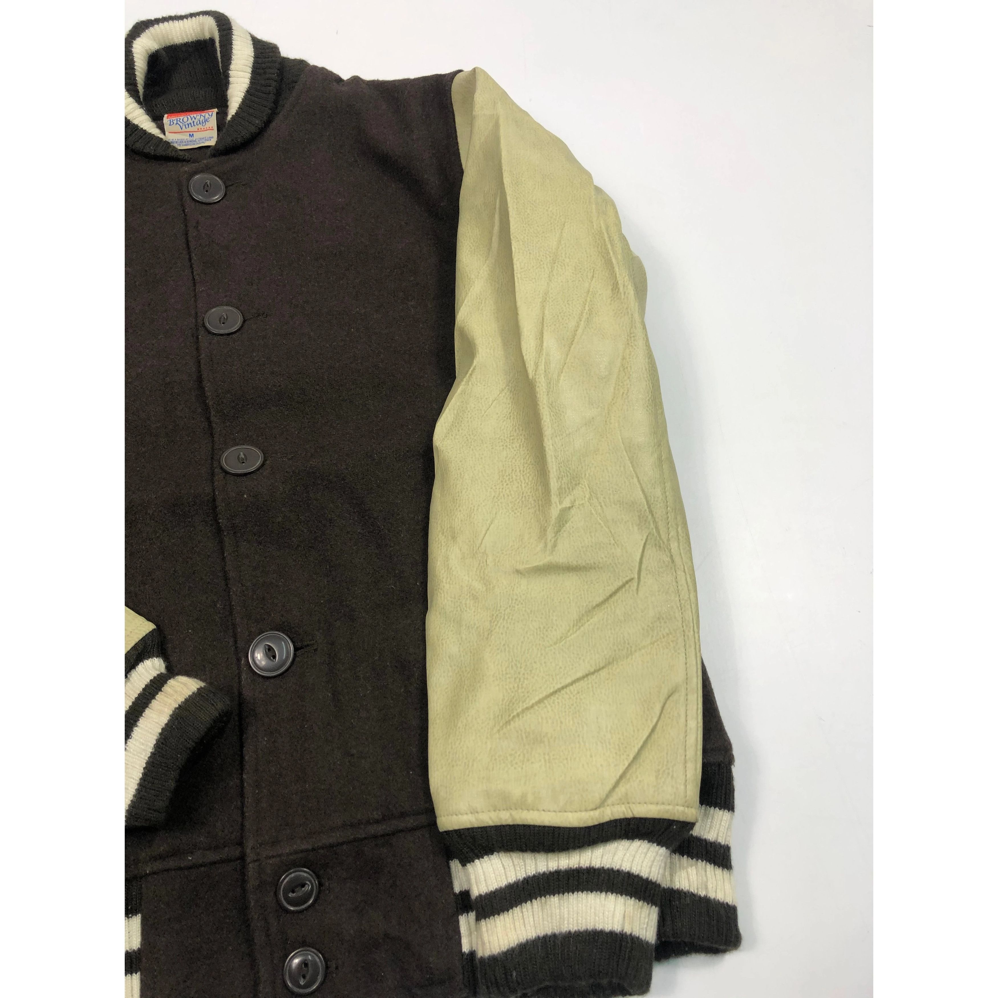 Japanese Brand Vintage 90s Browny Varsity Jacket Leather Sleeve Black V0087 Size US M / EU 48-50 / 2 - 3 Thumbnail