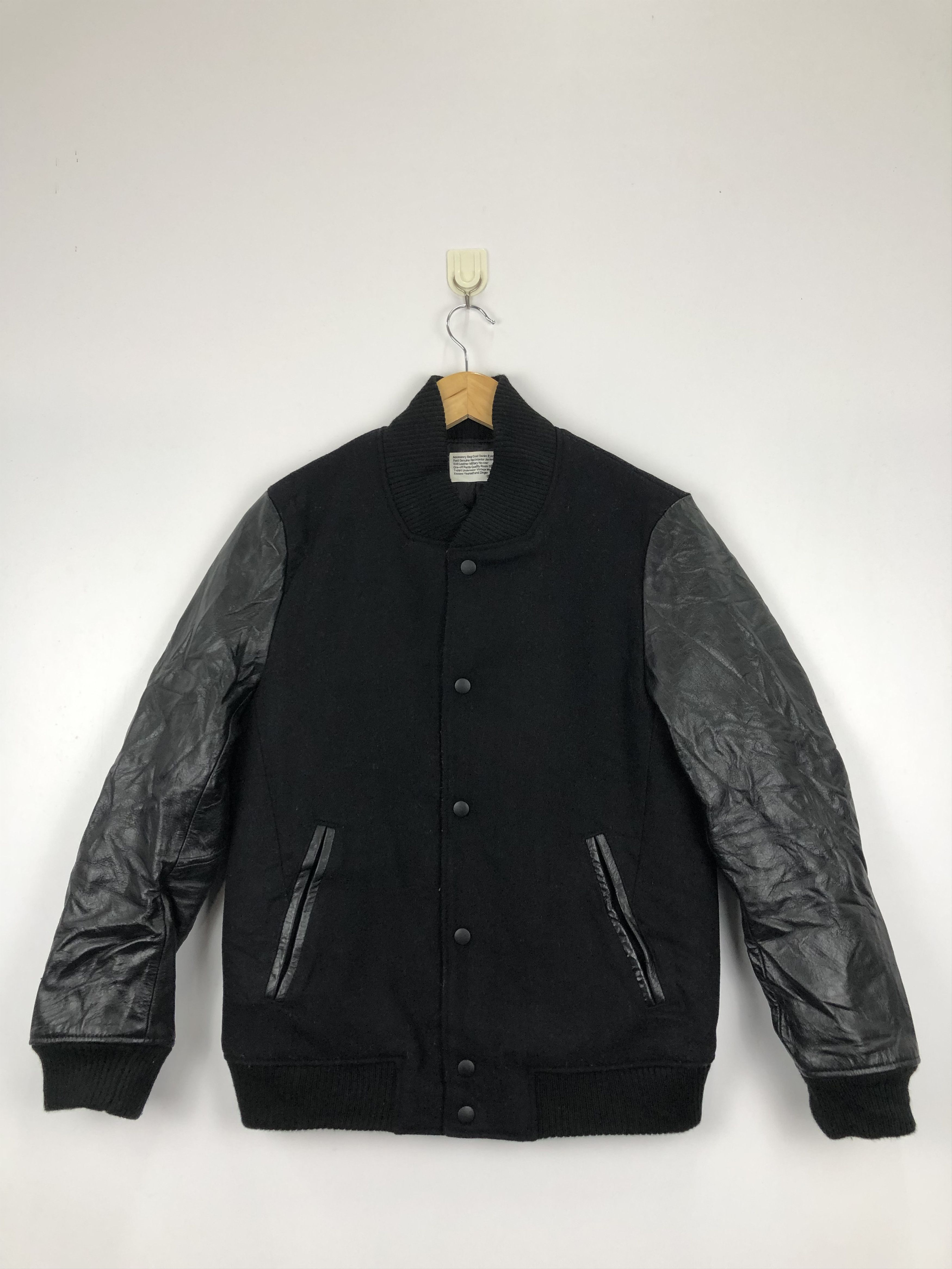 Other Vintage 90s Military Varsity Jacket Leather Sleeve V0395 Size US M / EU 48-50 / 2 - 1 Thumbnail