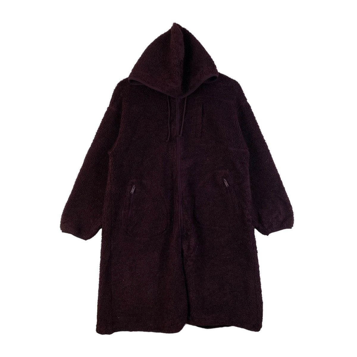 image of Gu Undercover Fleece Hoodie Parkas Jacket in Maroon, Men's (Size Small)