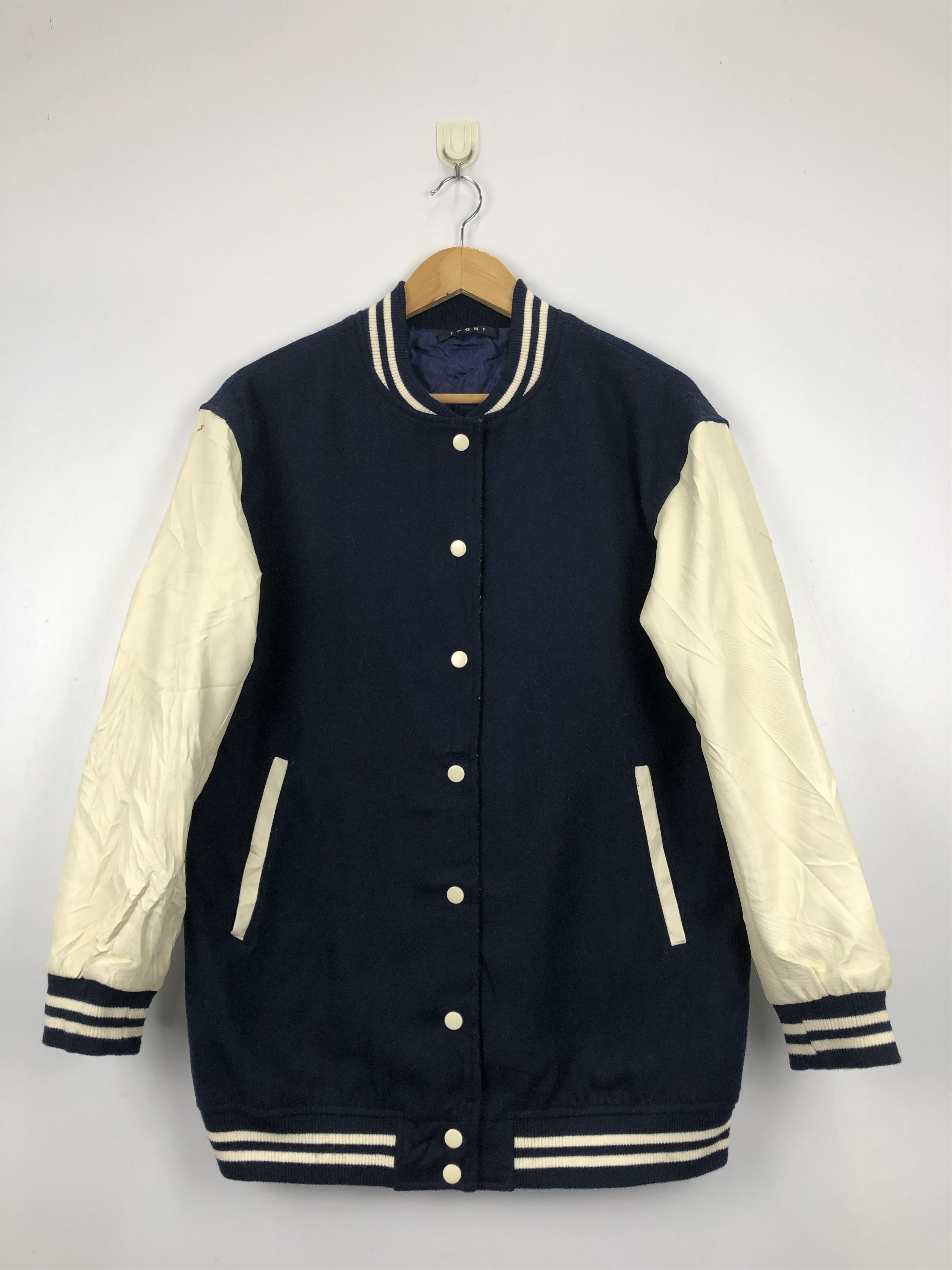 image of Igni Varsity Jacket Leather in Blue, Men's (Size Medium)