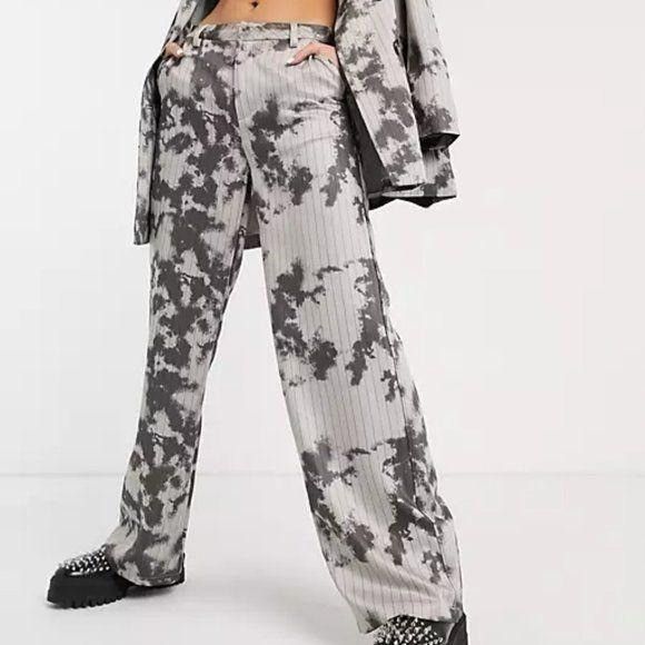 Asos × Jaded London Jaded London Tie Dye Relaxed Wide Leg Pants Pinstr Size 28" / US 6 / IT 42 - 2 Thumbnail
