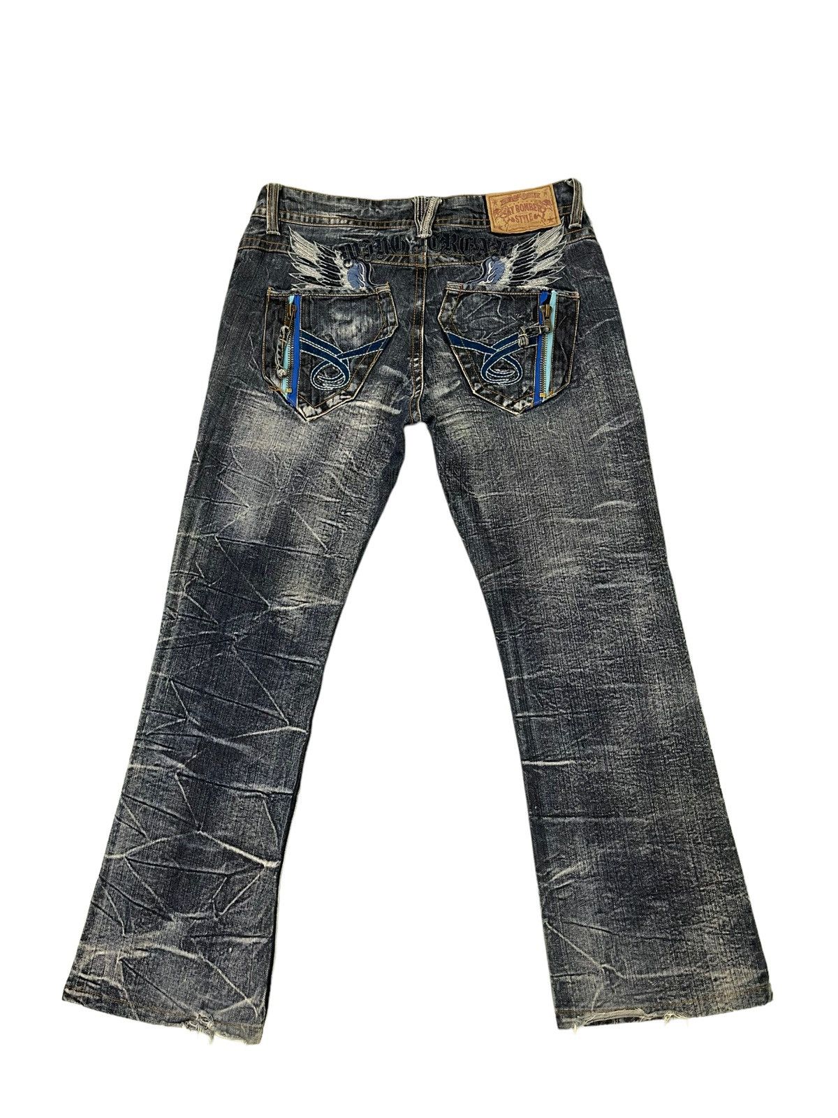 Japanese Brand Flare Jeans Sky Bomber Acid Wash Denim Boot Cut 4🟦3 Size US 32 / EU 48 - 10 Thumbnail