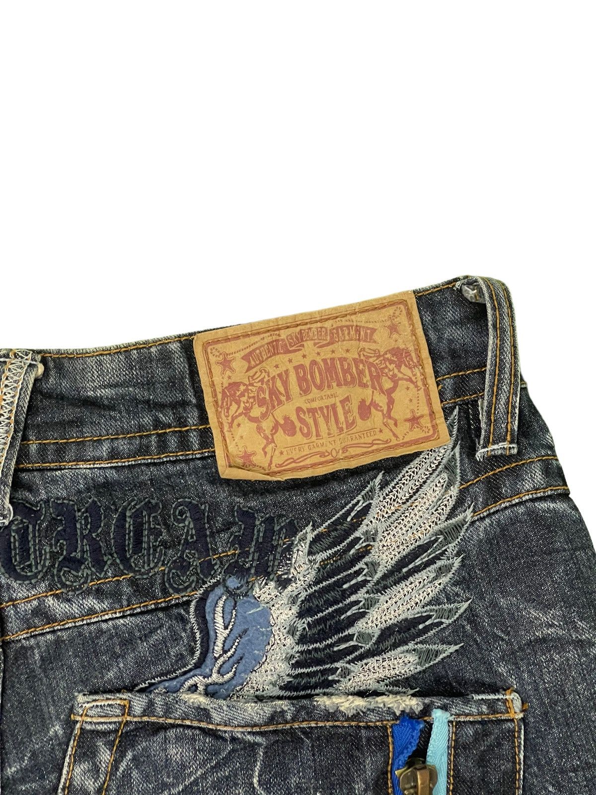 Japanese Brand Flare Jeans Sky Bomber Acid Wash Denim Boot Cut 4🟦3 Size US 32 / EU 48 - 19 Thumbnail