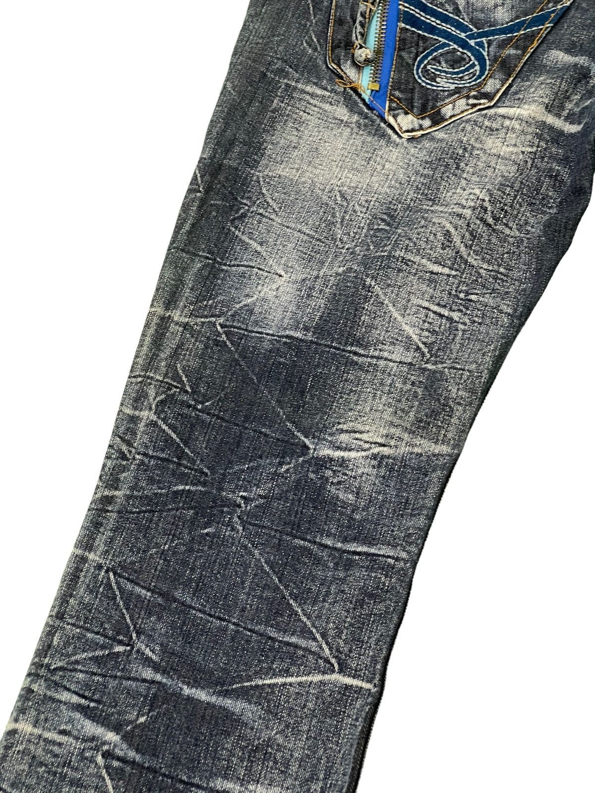 Japanese Brand Flare Jeans Sky Bomber Acid Wash Denim Boot Cut 4🟦3 Size US 32 / EU 48 - 15 Thumbnail