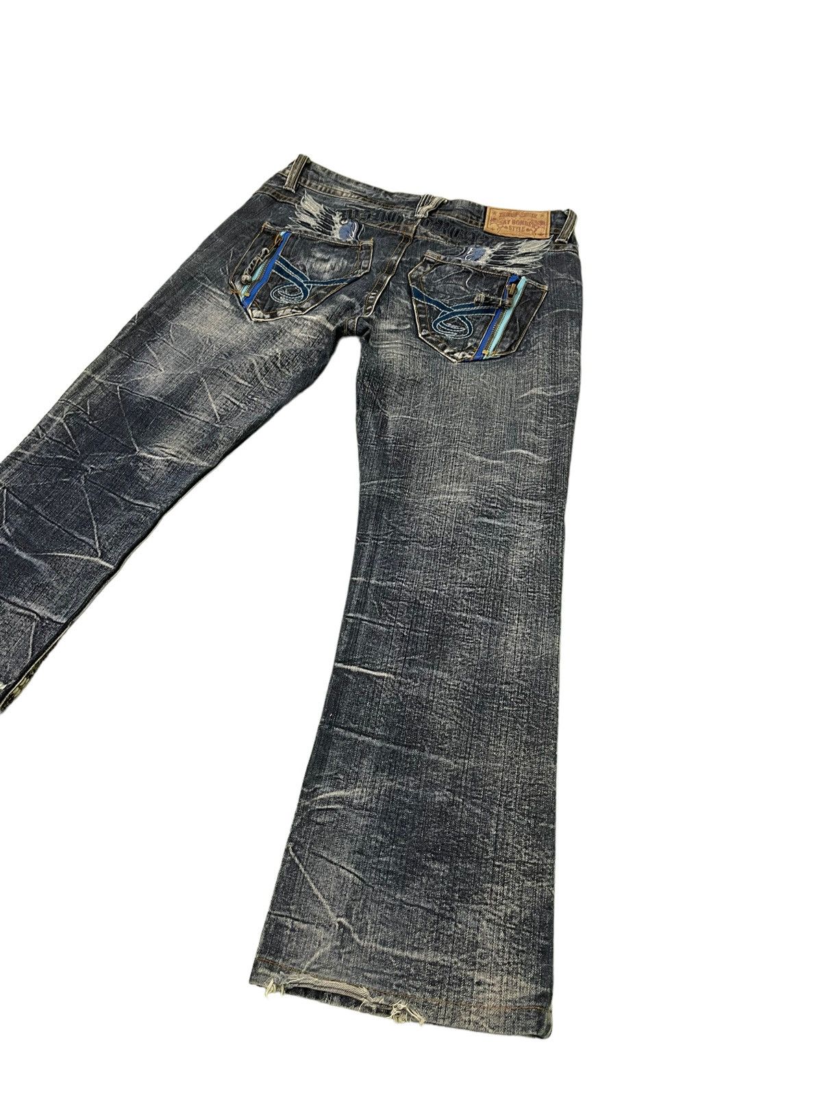 Japanese Brand Flare Jeans Sky Bomber Acid Wash Denim Boot Cut 4🟦3 Size US 32 / EU 48 - 12 Thumbnail