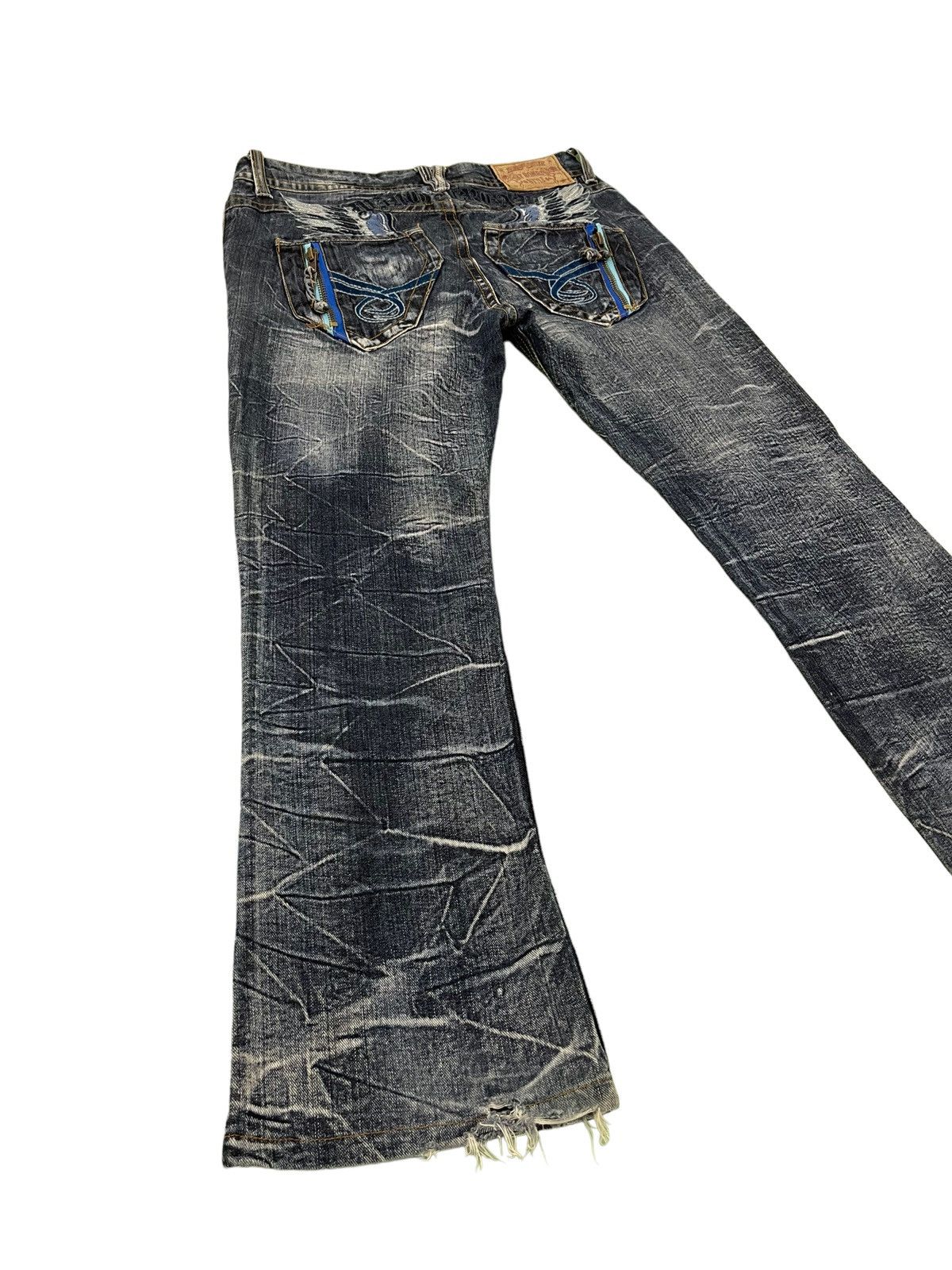 Japanese Brand Flare Jeans Sky Bomber Acid Wash Denim Boot Cut 4🟦3 Size US 32 / EU 48 - 11 Thumbnail