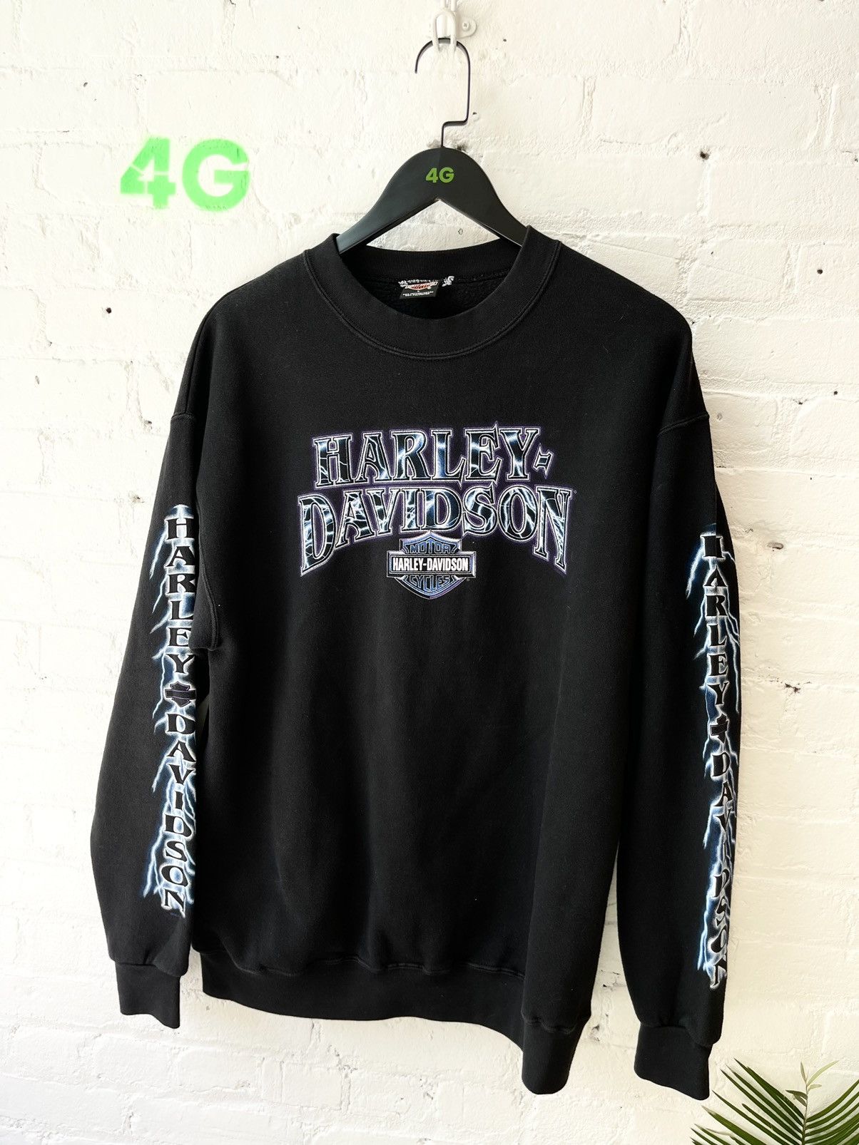 image of Harley Davidson Lighting Thunder Sweater L in Black, Men's (Size Large)