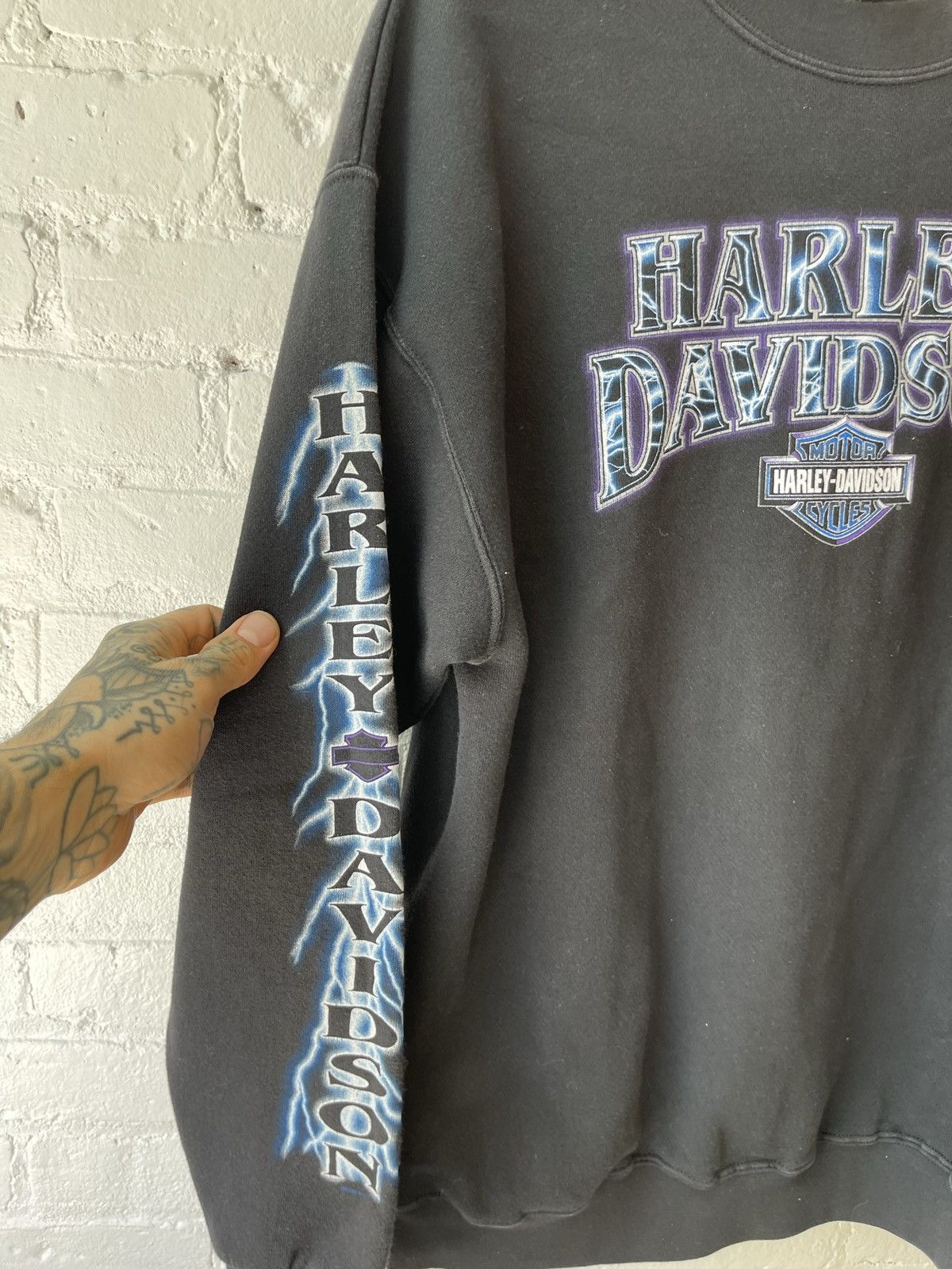 Harley Davidson × Vintage Vintage HARLEY Davidson LIGHTING THUNDER SWEATER L Size US L / EU 52-54 / 3 - 3 Thumbnail