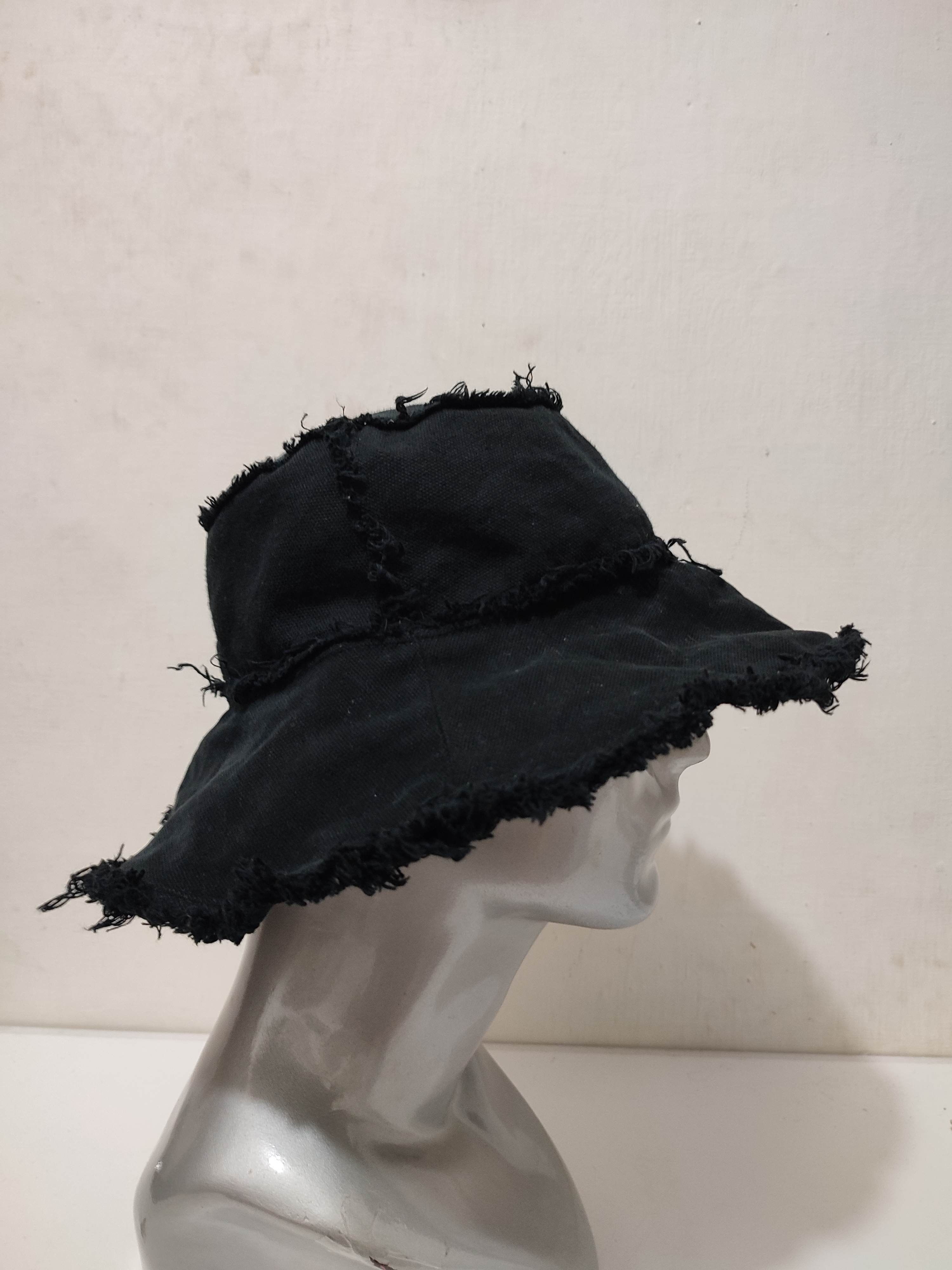Other Unknown Black Distressed frayed Bucket Hats Size ONE SIZE - 5 Thumbnail